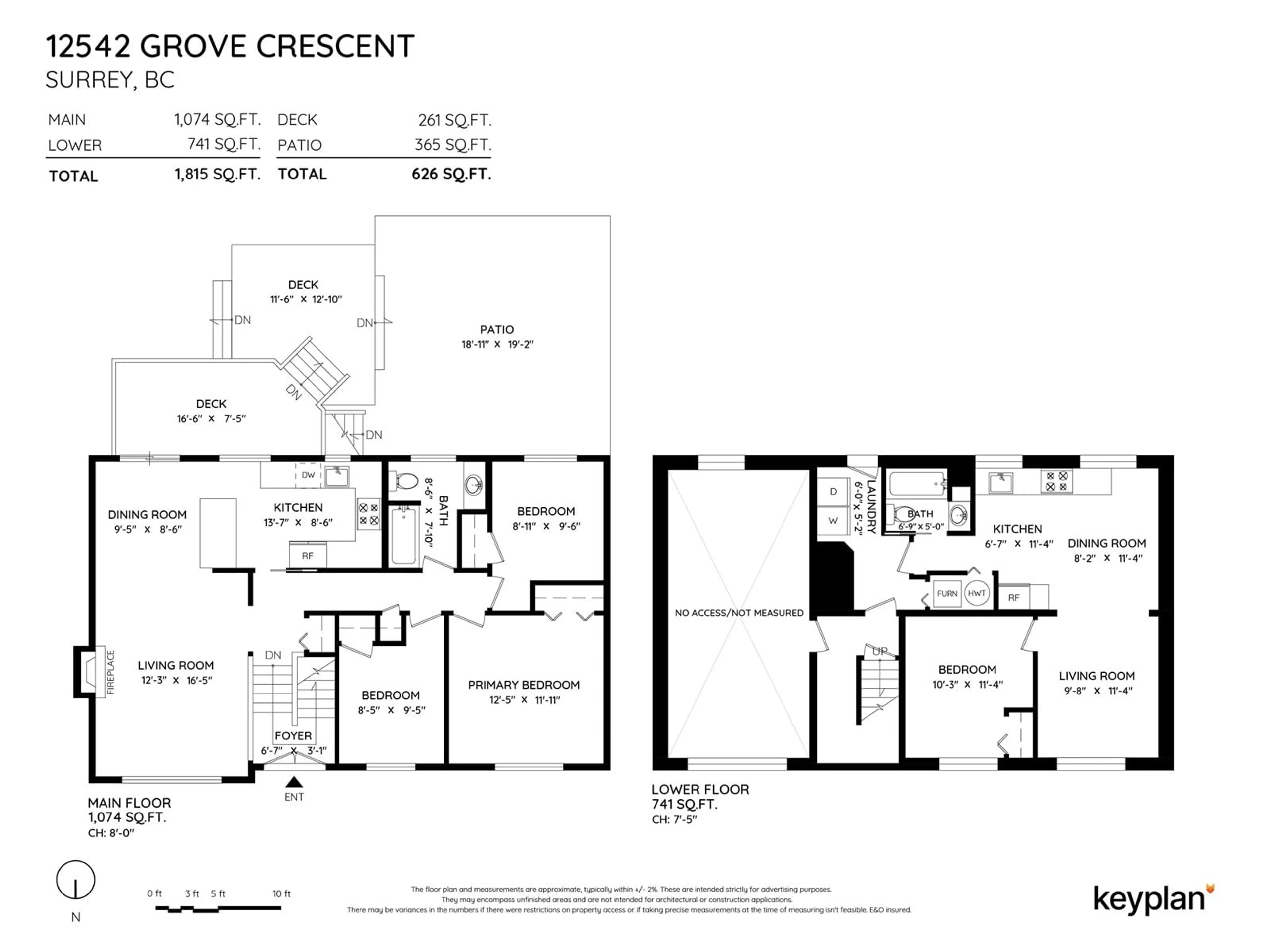 Floor plan for 12542 GROVE CRESCENT, Surrey British Columbia V3V2L7