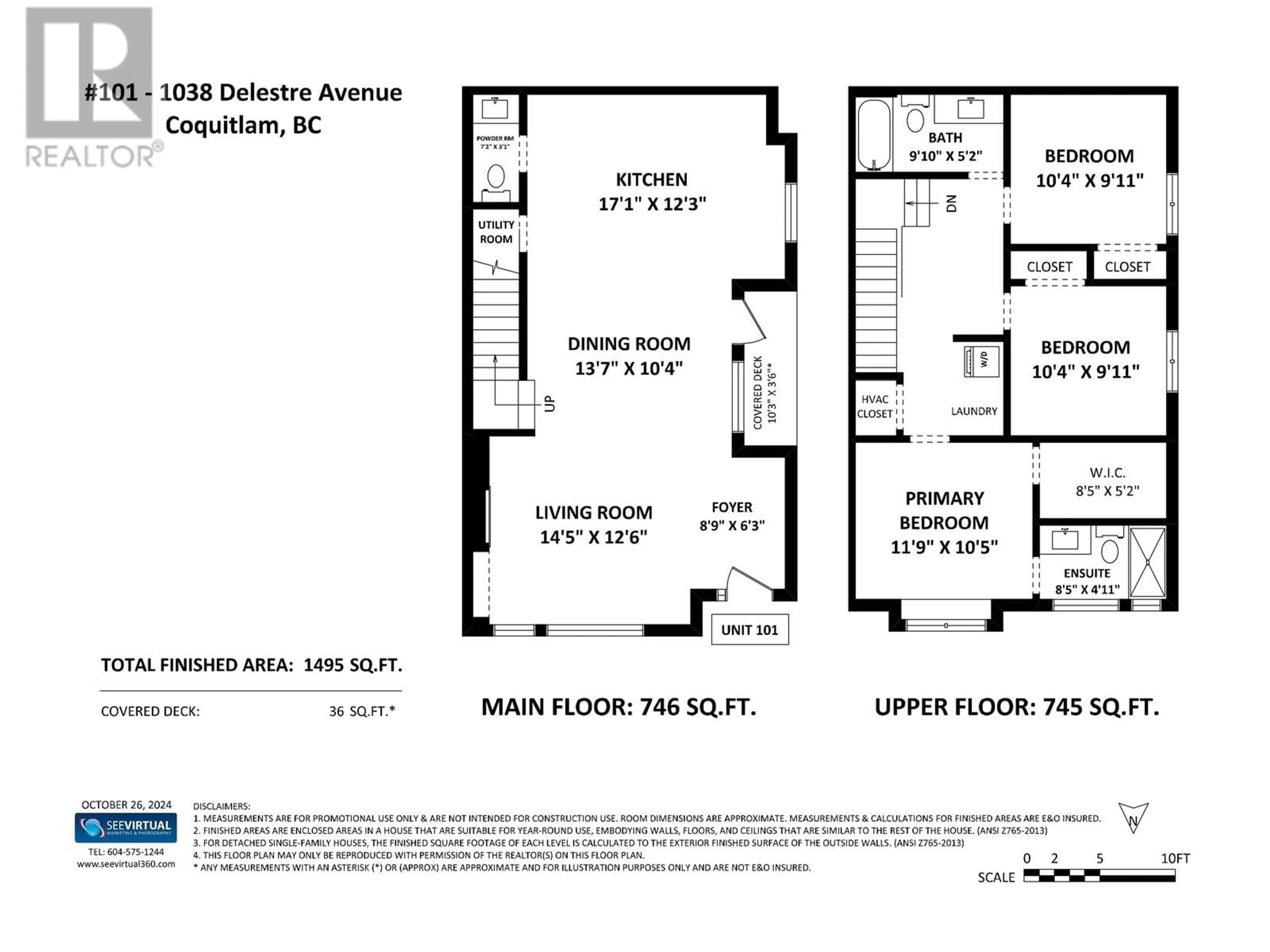 Floor plan for 101 1038 DELESTRE AVENUE, Coquitlam British Columbia V3K2H2