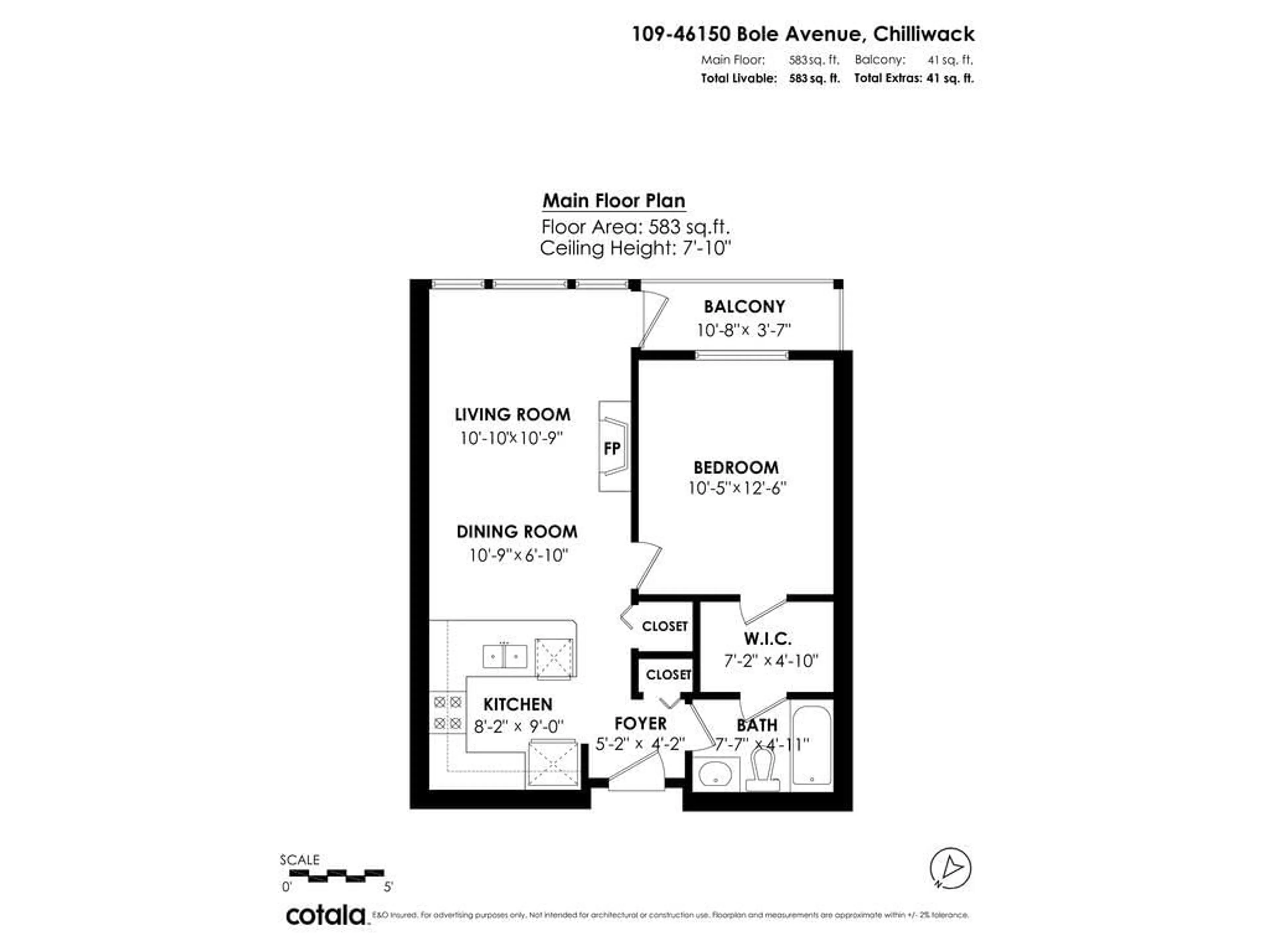 Floor plan for 109 - 46150 BOLE AVENUE, Chilliwack British Columbia V2P0B7