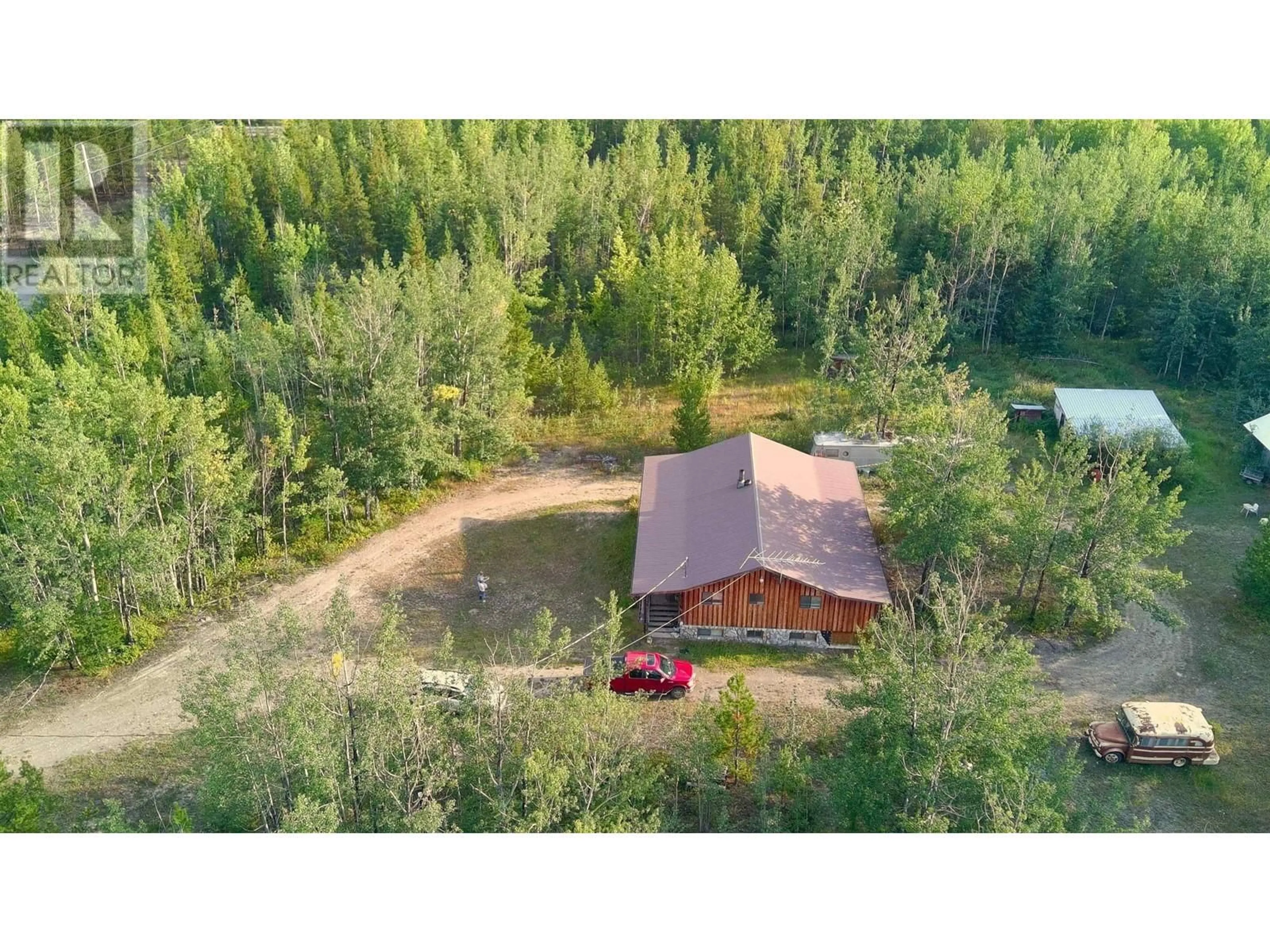 A pic from outside/outdoor area/front of a property/back of a property/a pic from drone, forest/trees view for 13151 MAPES ROAD, Vanderhoof British Columbia V0J3A1