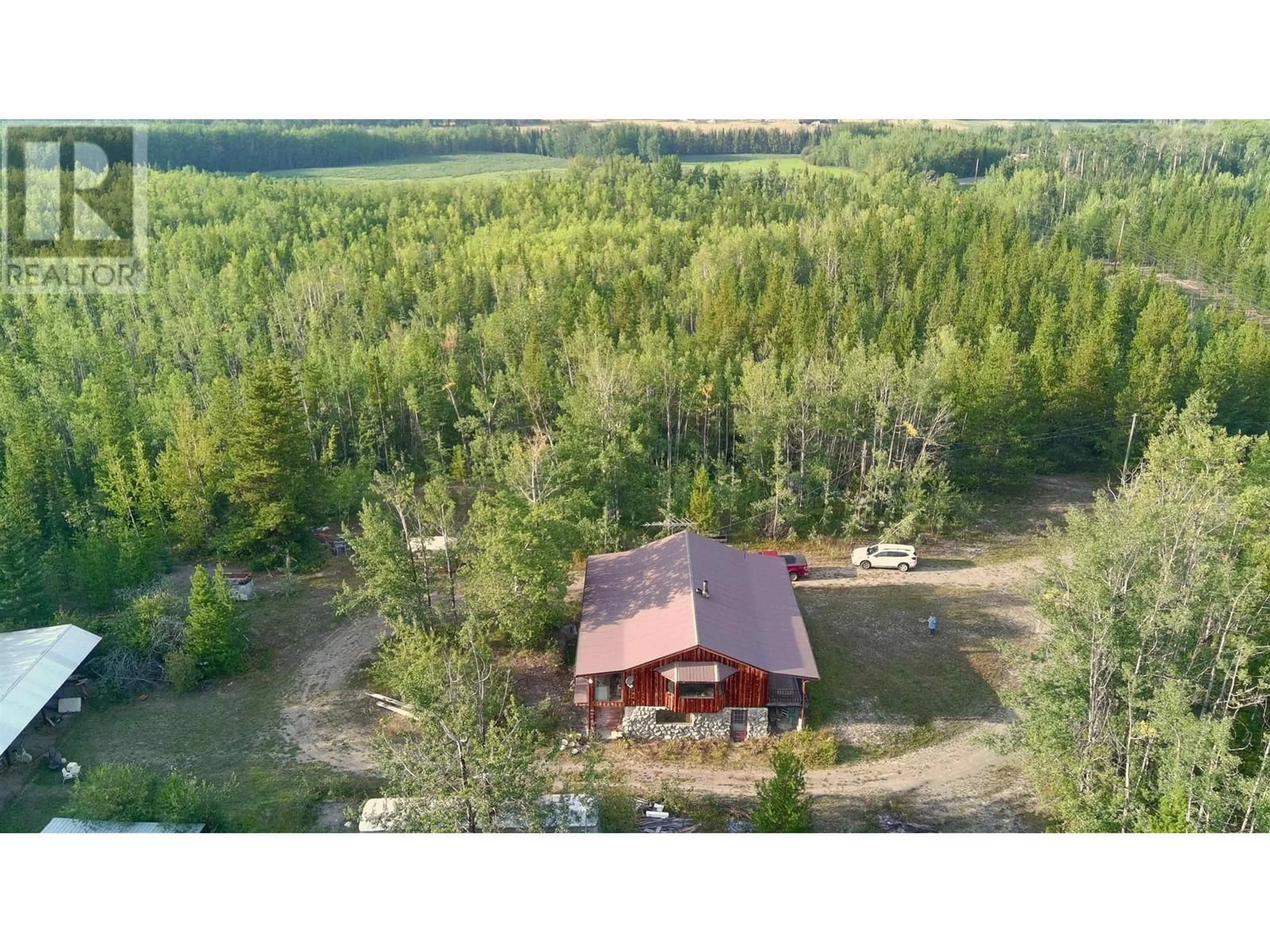 A pic from outside/outdoor area/front of a property/back of a property/a pic from drone, forest/trees view for 13151 MAPES ROAD, Vanderhoof British Columbia V0J3A1
