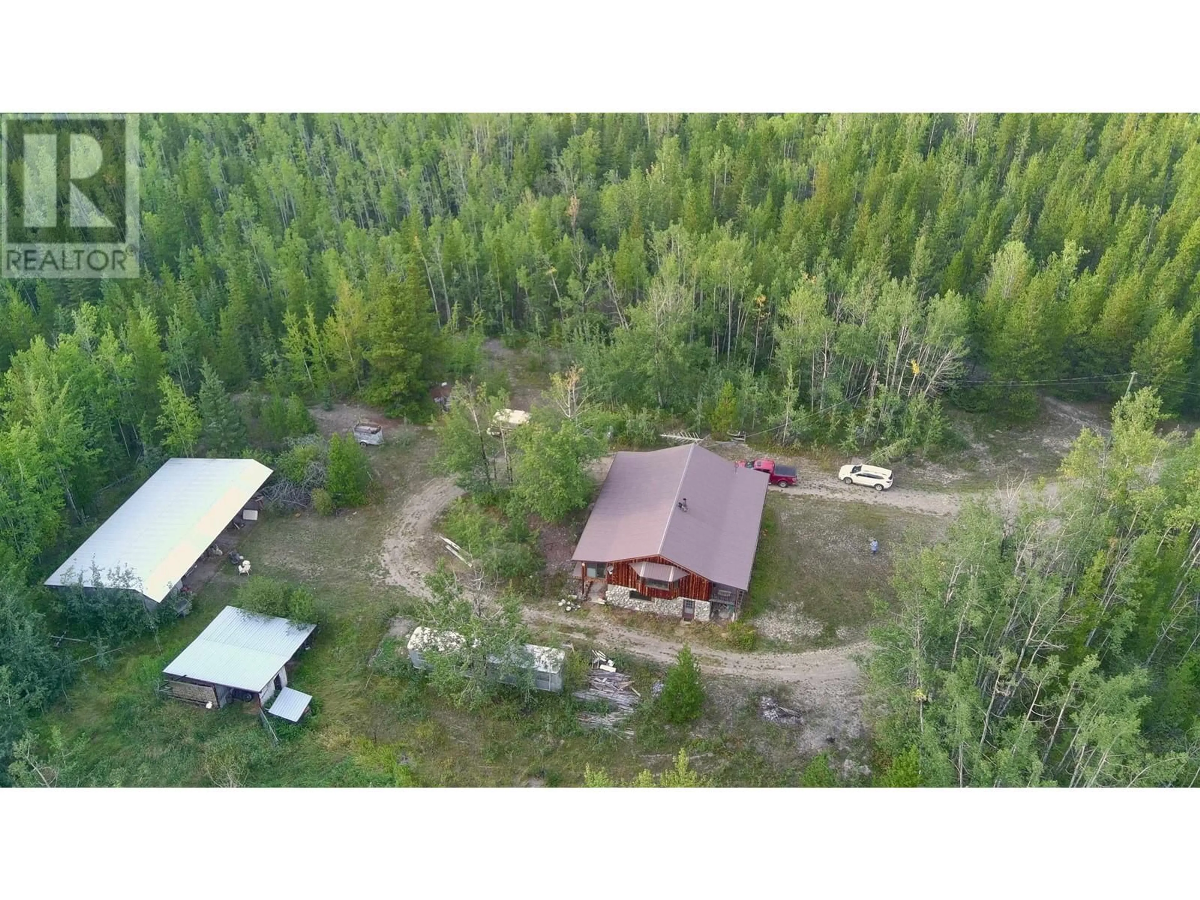 A pic from outside/outdoor area/front of a property/back of a property/a pic from drone, forest/trees view for 13151 MAPES ROAD, Vanderhoof British Columbia V0J3A1