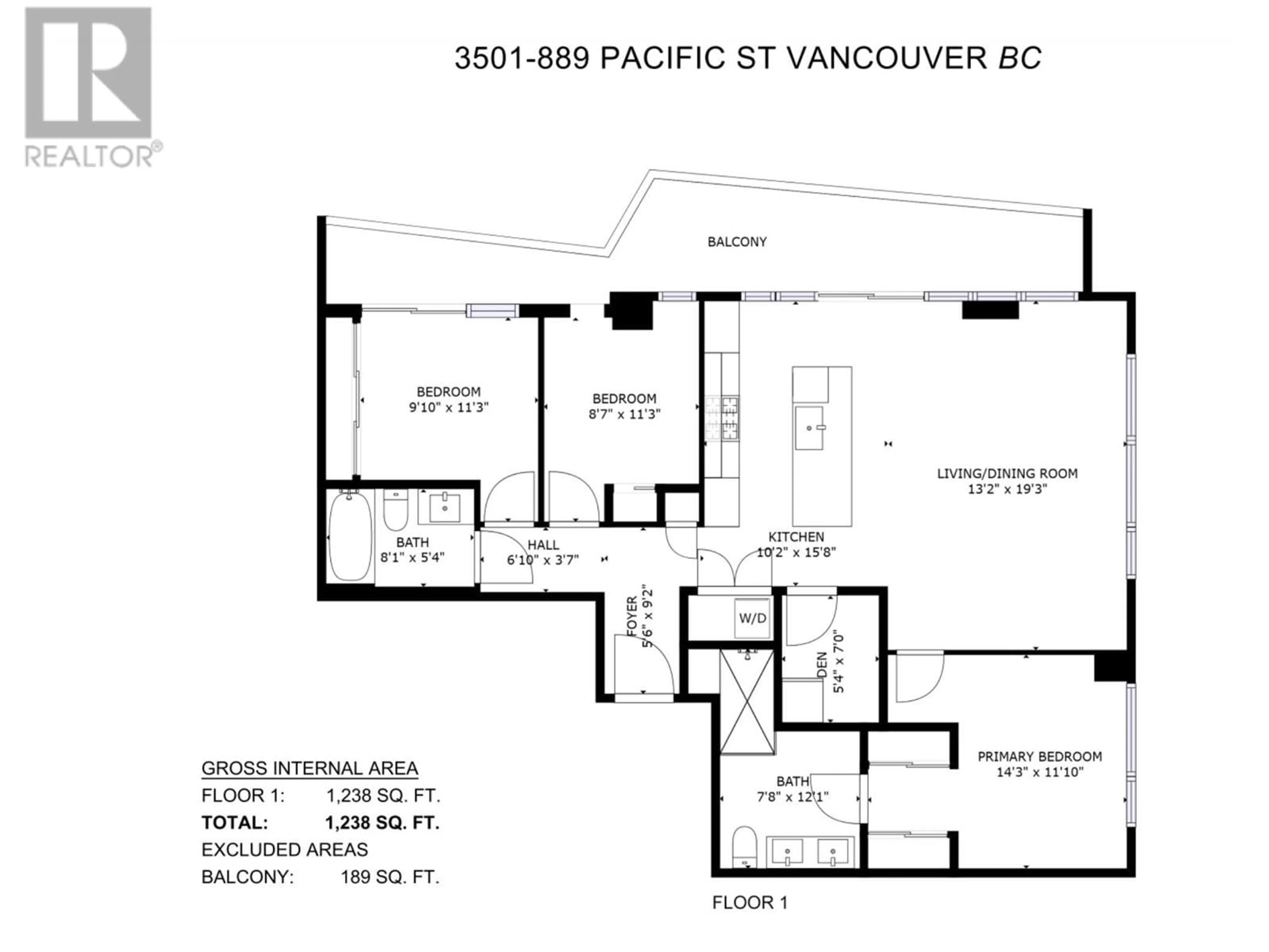 Floor plan for 3501 889 PACIFIC STREET, Vancouver British Columbia V6Z1C3