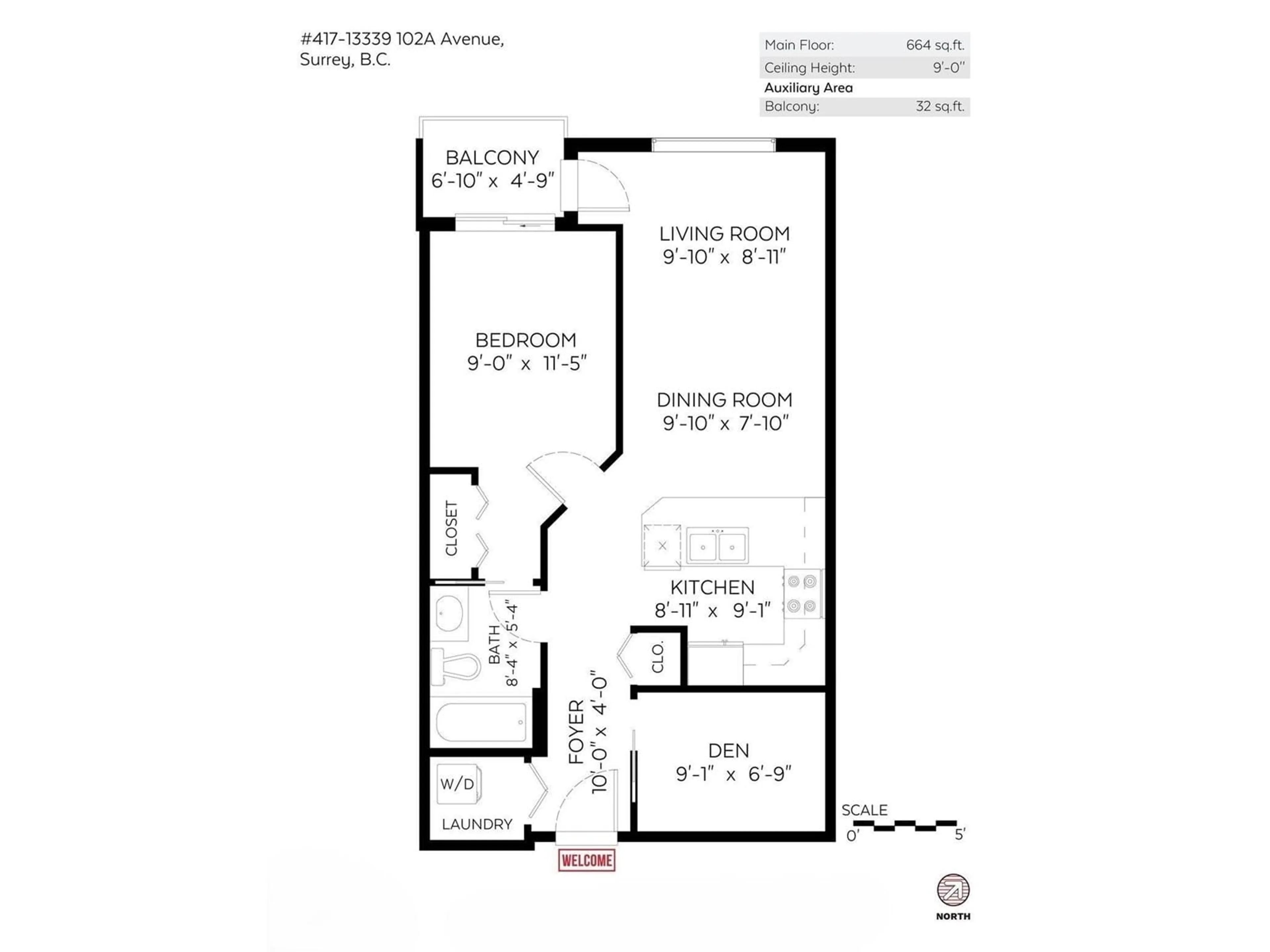 Floor plan for 417 13339 102A AVENUE, Surrey British Columbia V3T0C5