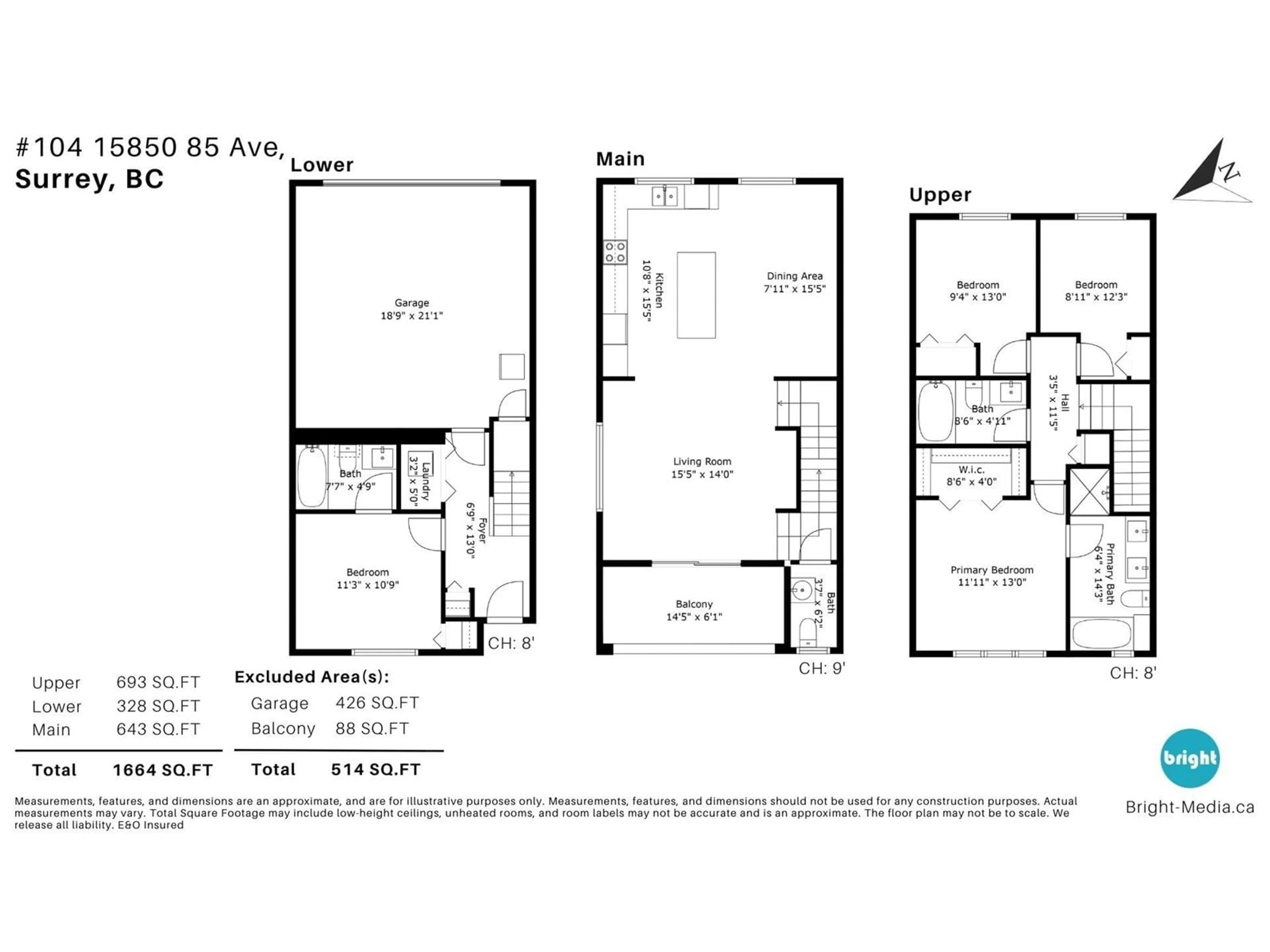 Floor plan for 104 15850 85 AVENUE, Surrey British Columbia V4N6W2