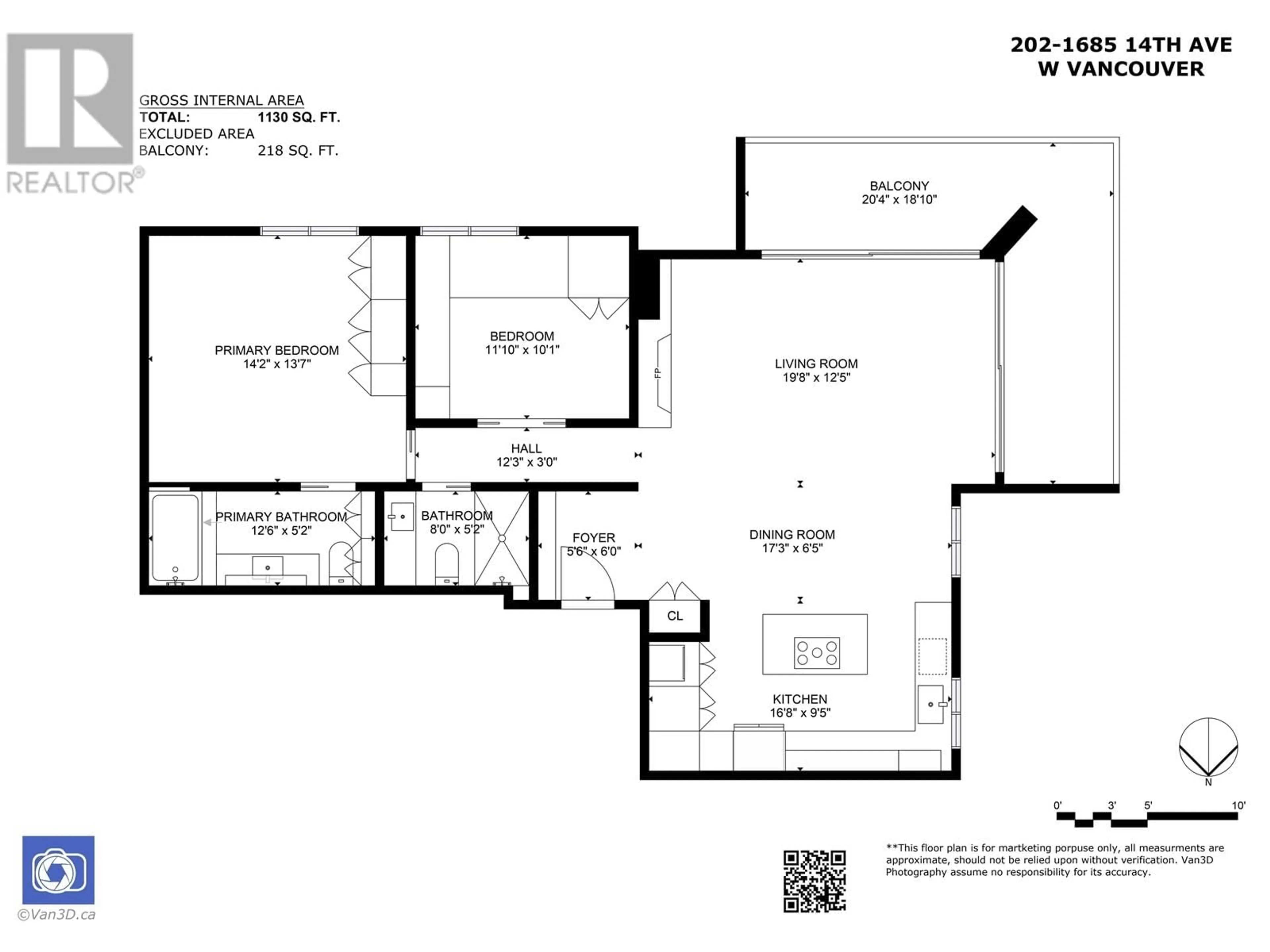 Floor plan for 202 1685 W 14 AVENUE, Vancouver British Columbia V6J2J3