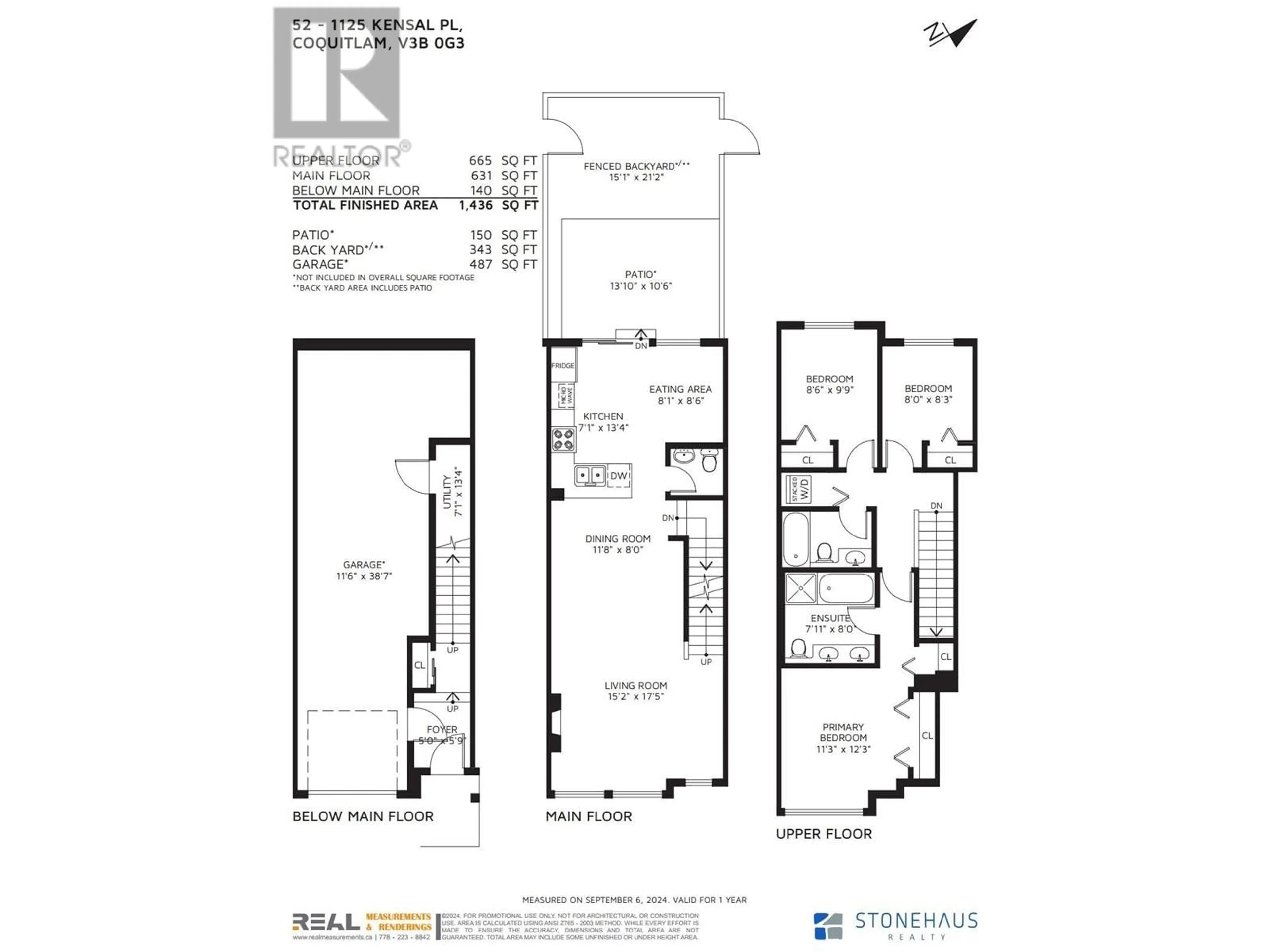 Floor plan for 52 1125 KENSAL PLACE, Coquitlam British Columbia V3B0G3