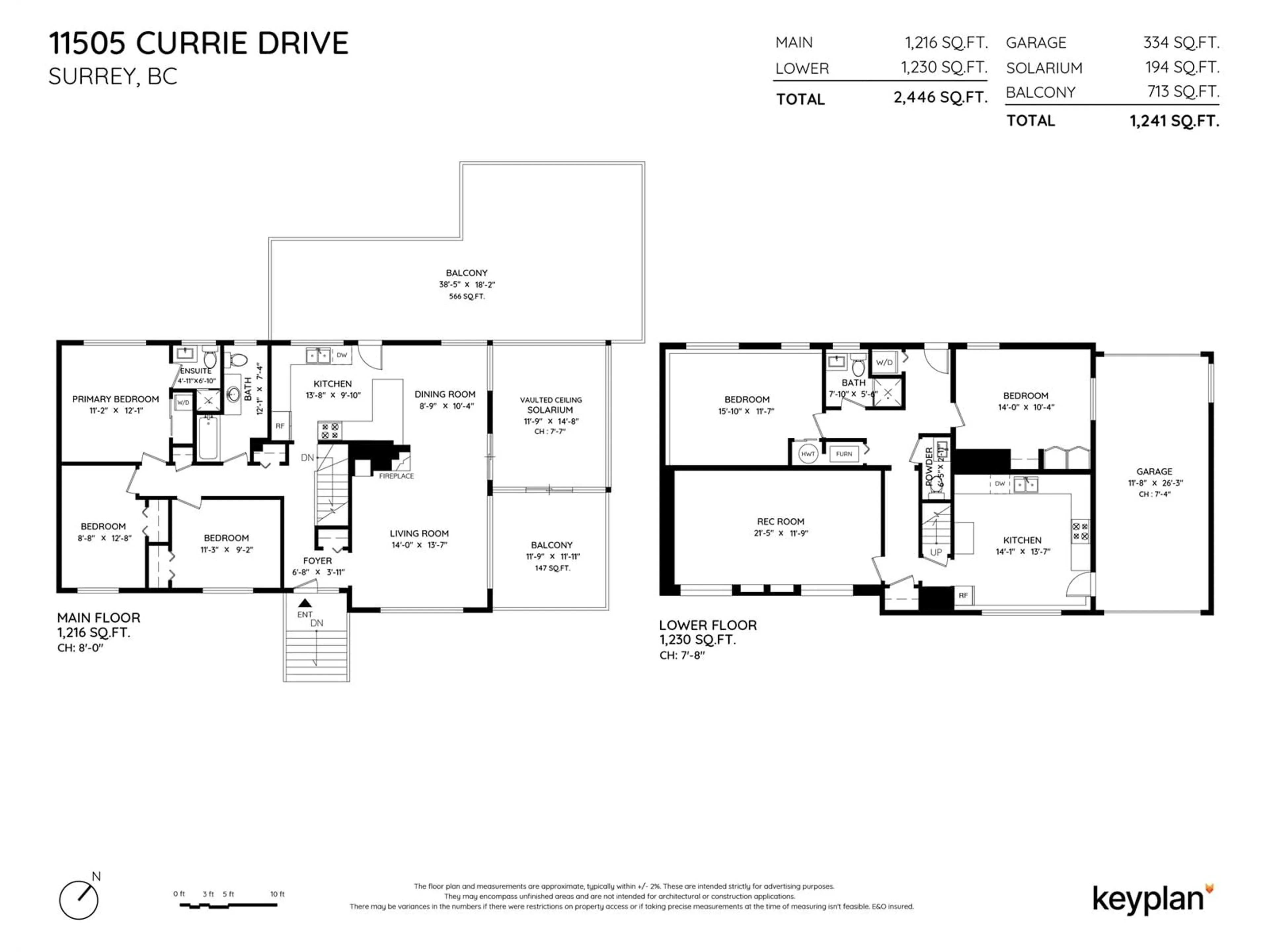 Floor plan for 11505 CURRIE DRIVE, Surrey British Columbia V3R5S8