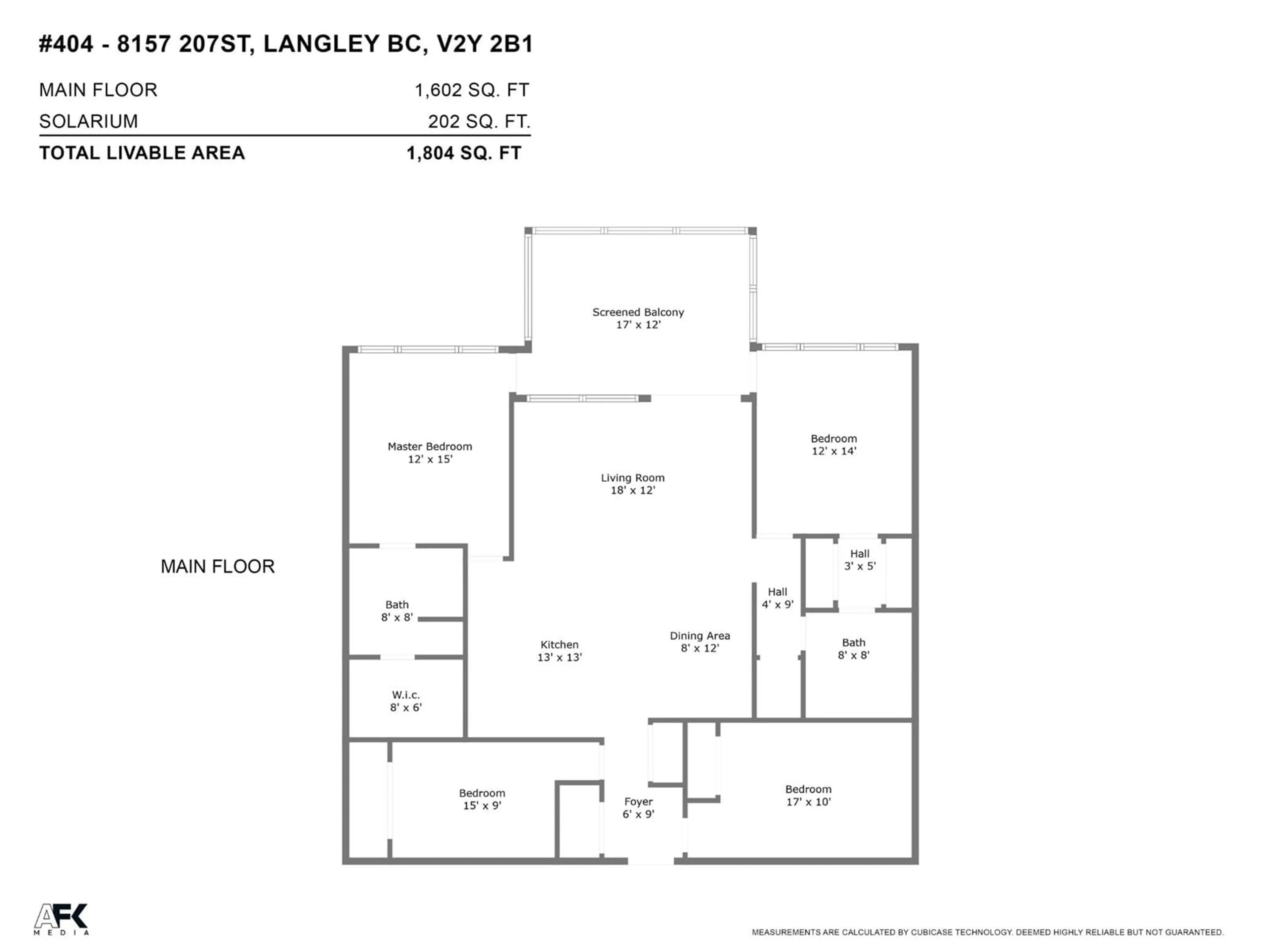 Floor plan for 404 8157 207 STREET, Langley British Columbia V2Y0V4