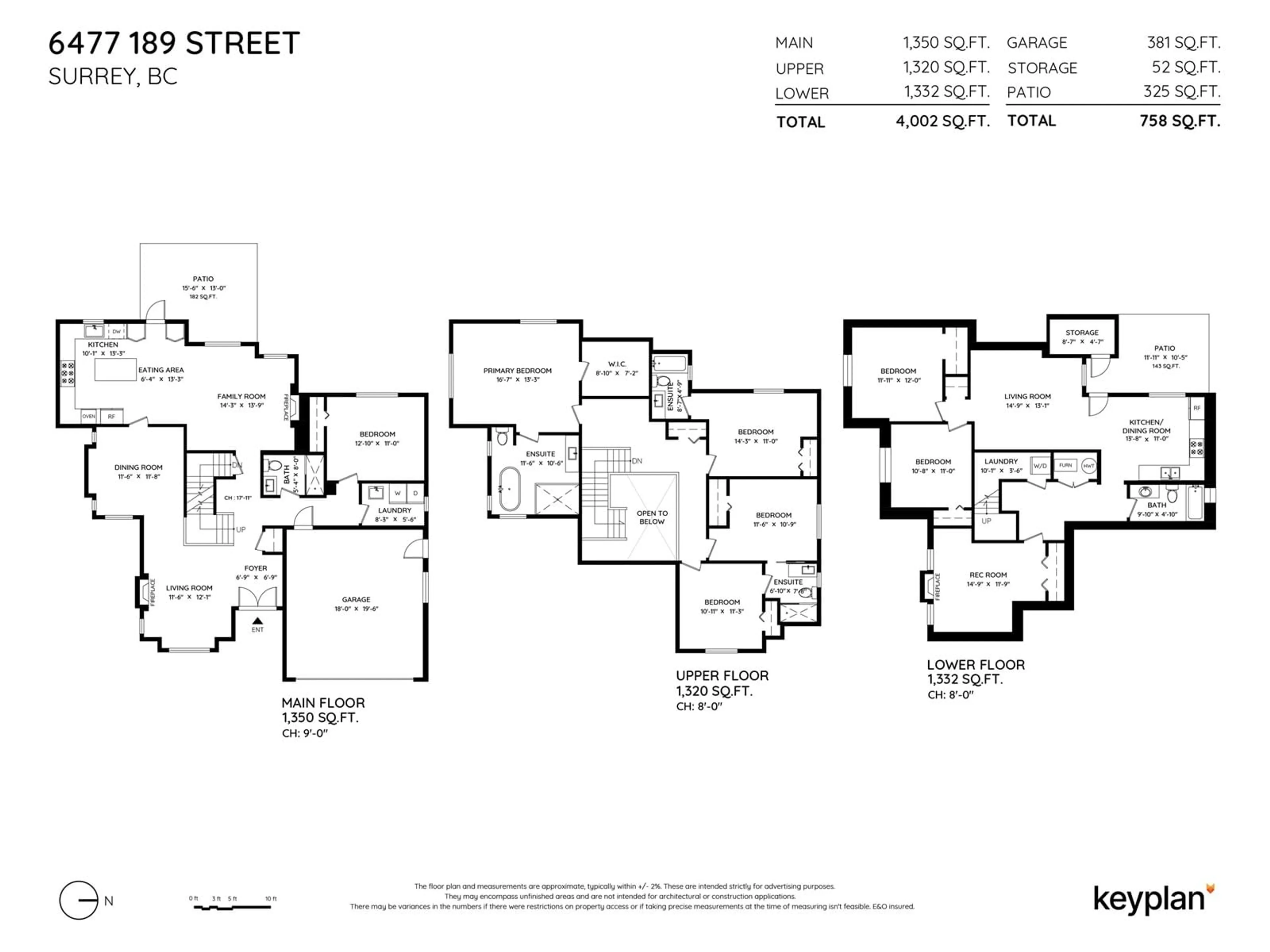 Floor plan for 6477 189 STREET, Surrey British Columbia V3S8V4