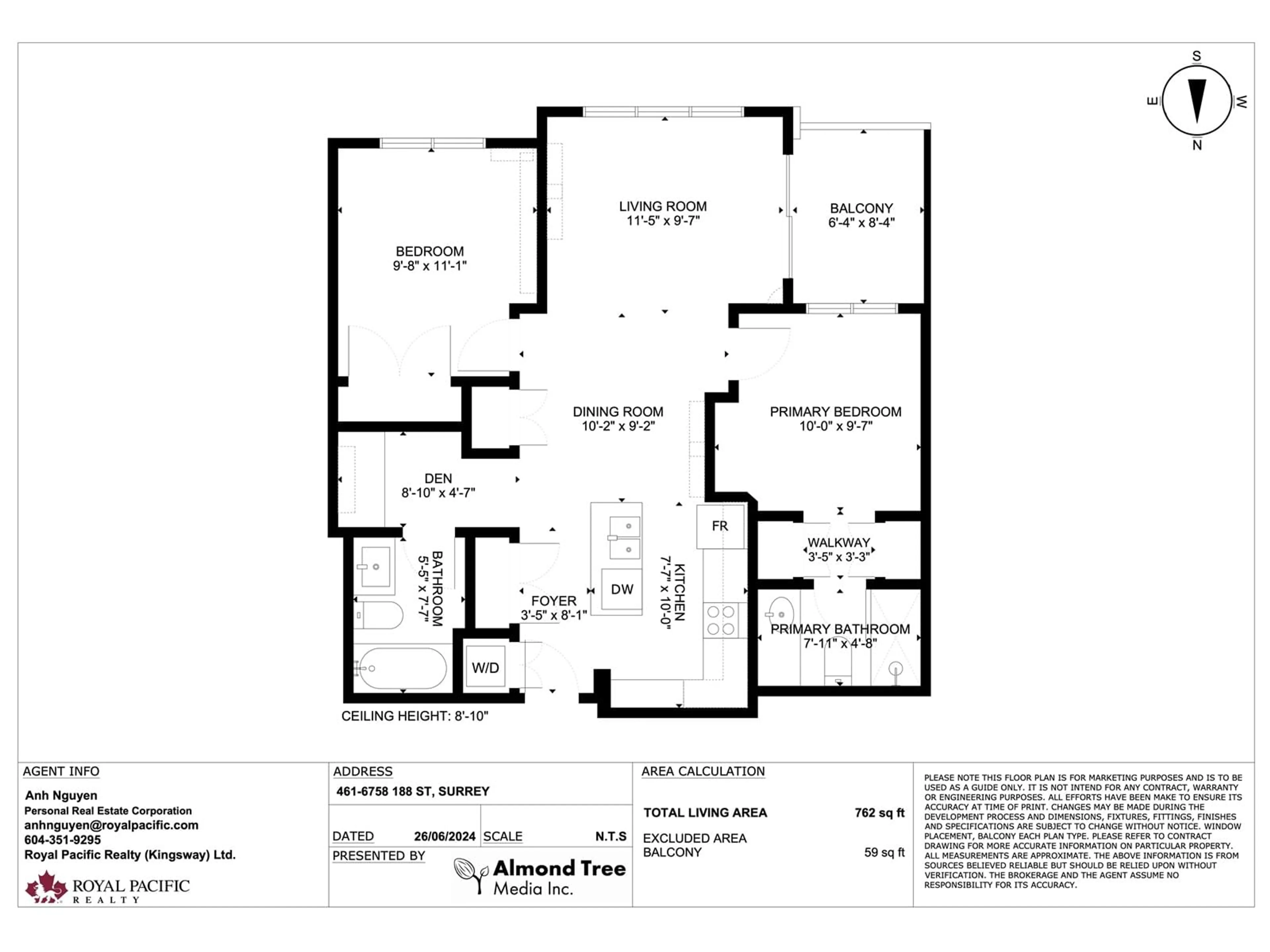 Floor plan for 461 6758 188 STREET, Surrey British Columbia V4N6K2