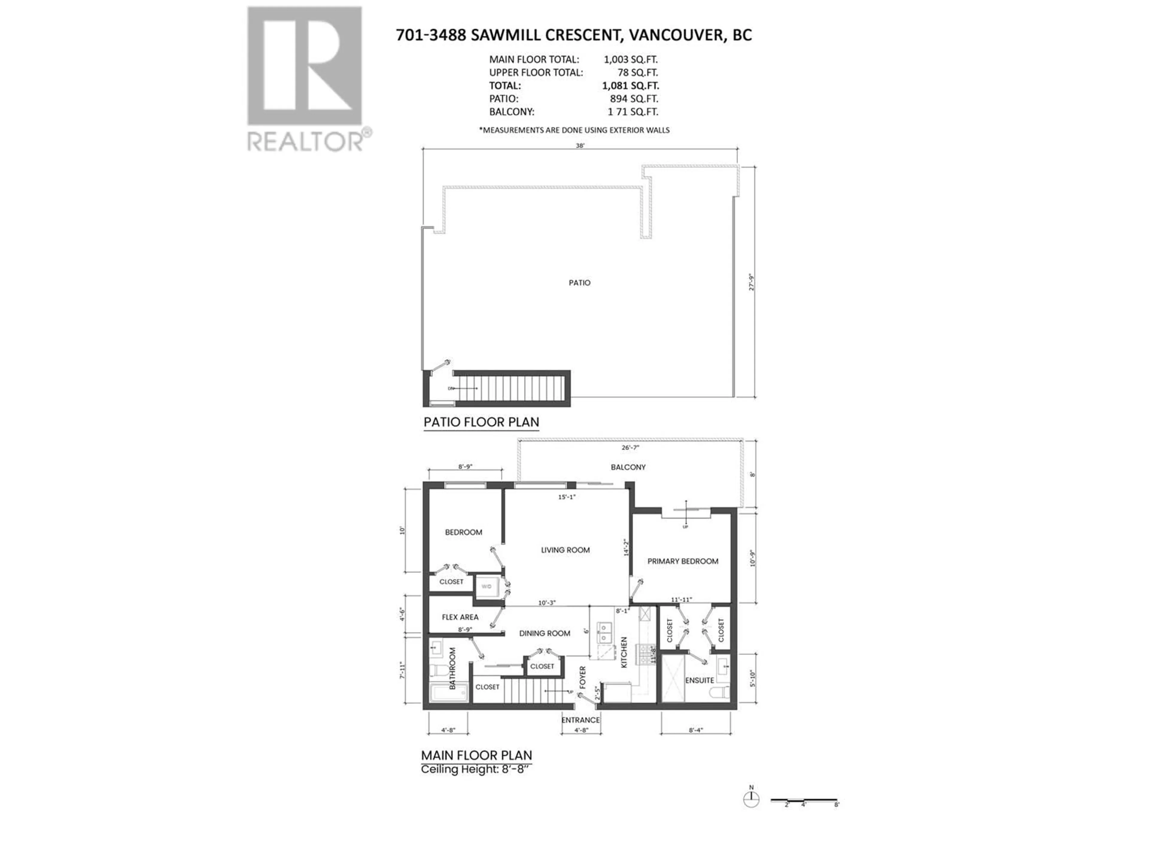 Floor plan for 701 3488 SAWMILL CRESCENT, Vancouver British Columbia V5S0C7