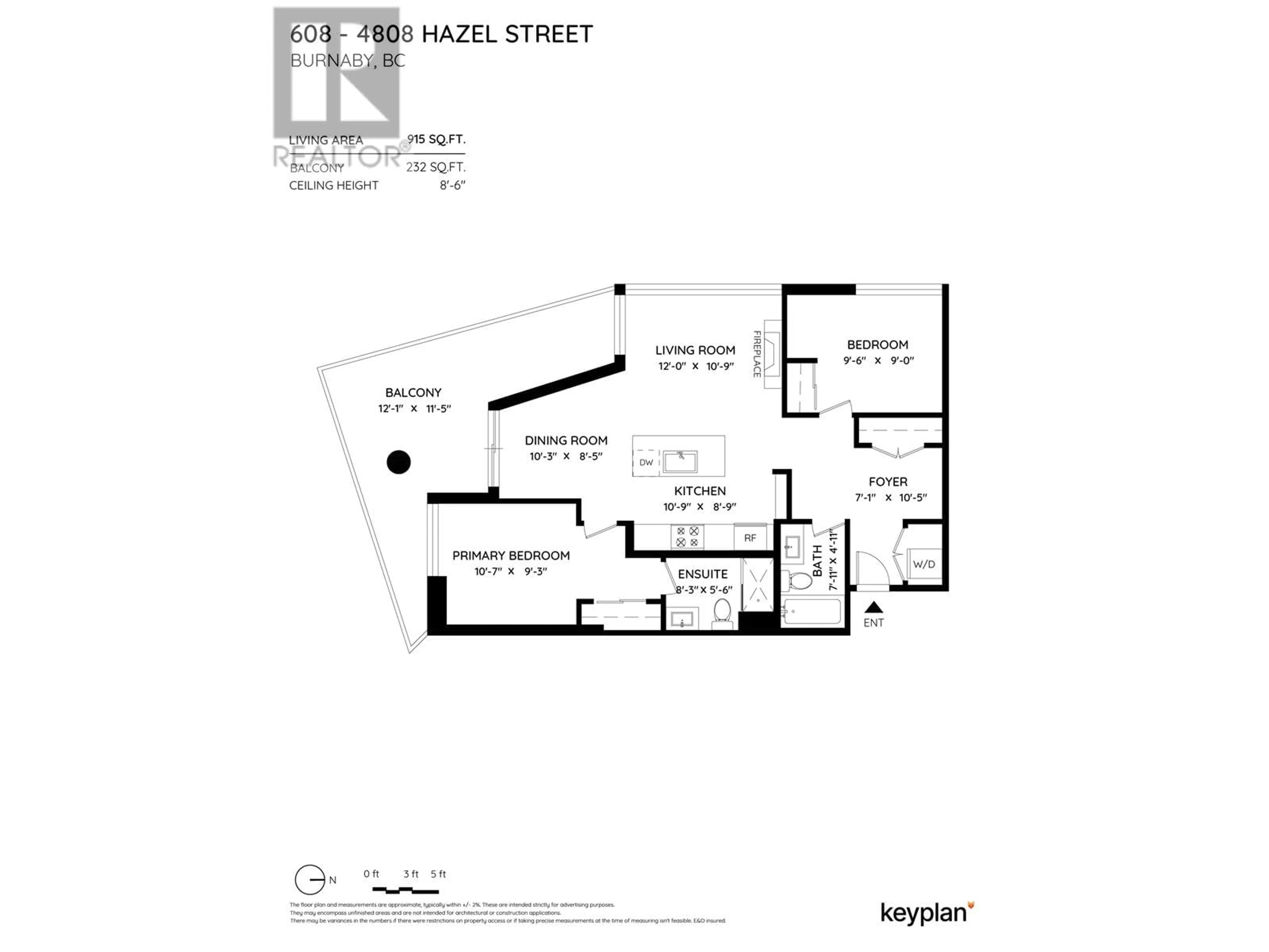 Floor plan for 806 4808 HAZEL STREET, Burnaby British Columbia V5H0A2