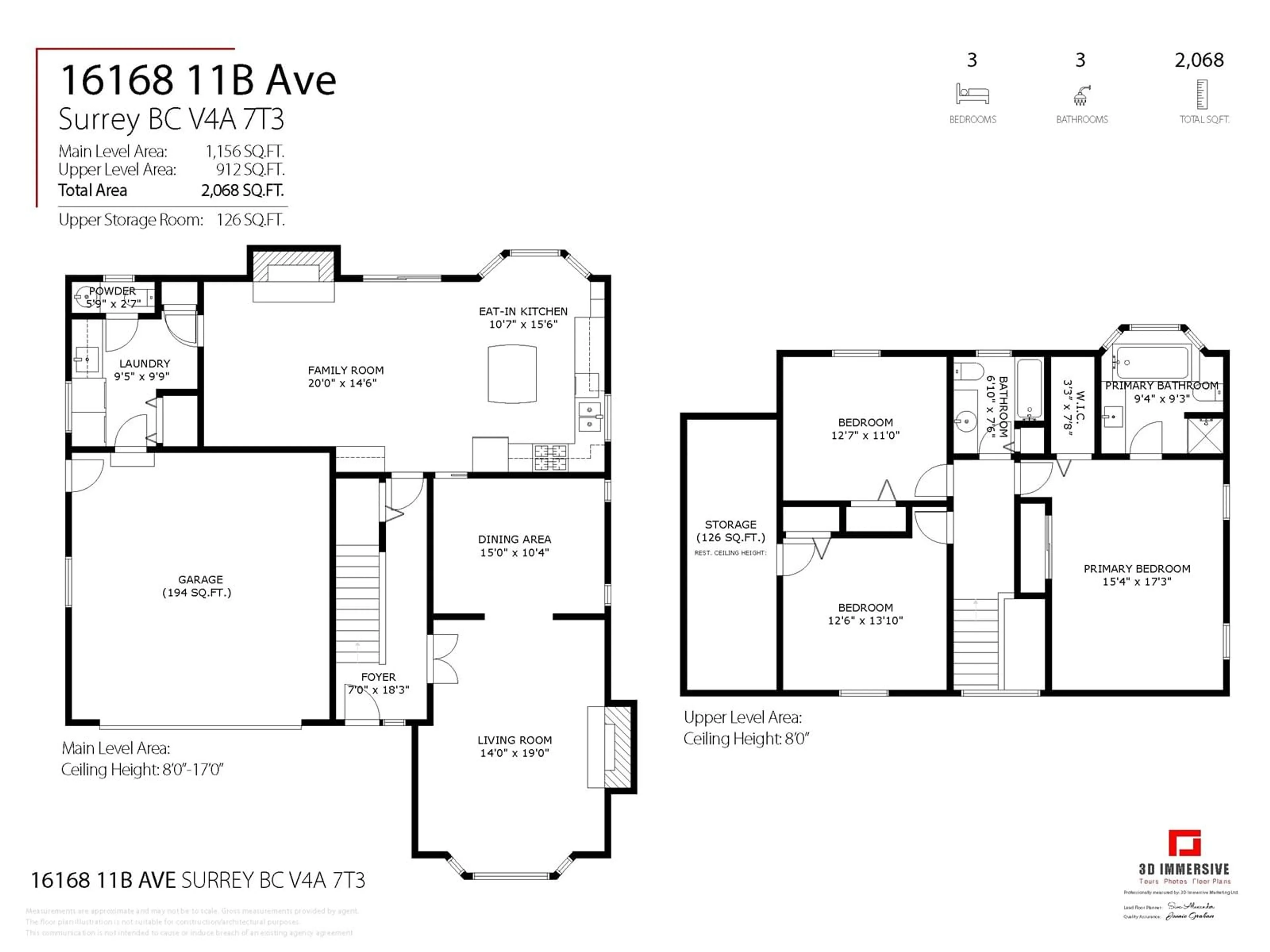 Floor plan for 16168 11B AVENUE, Surrey British Columbia V4A7T3