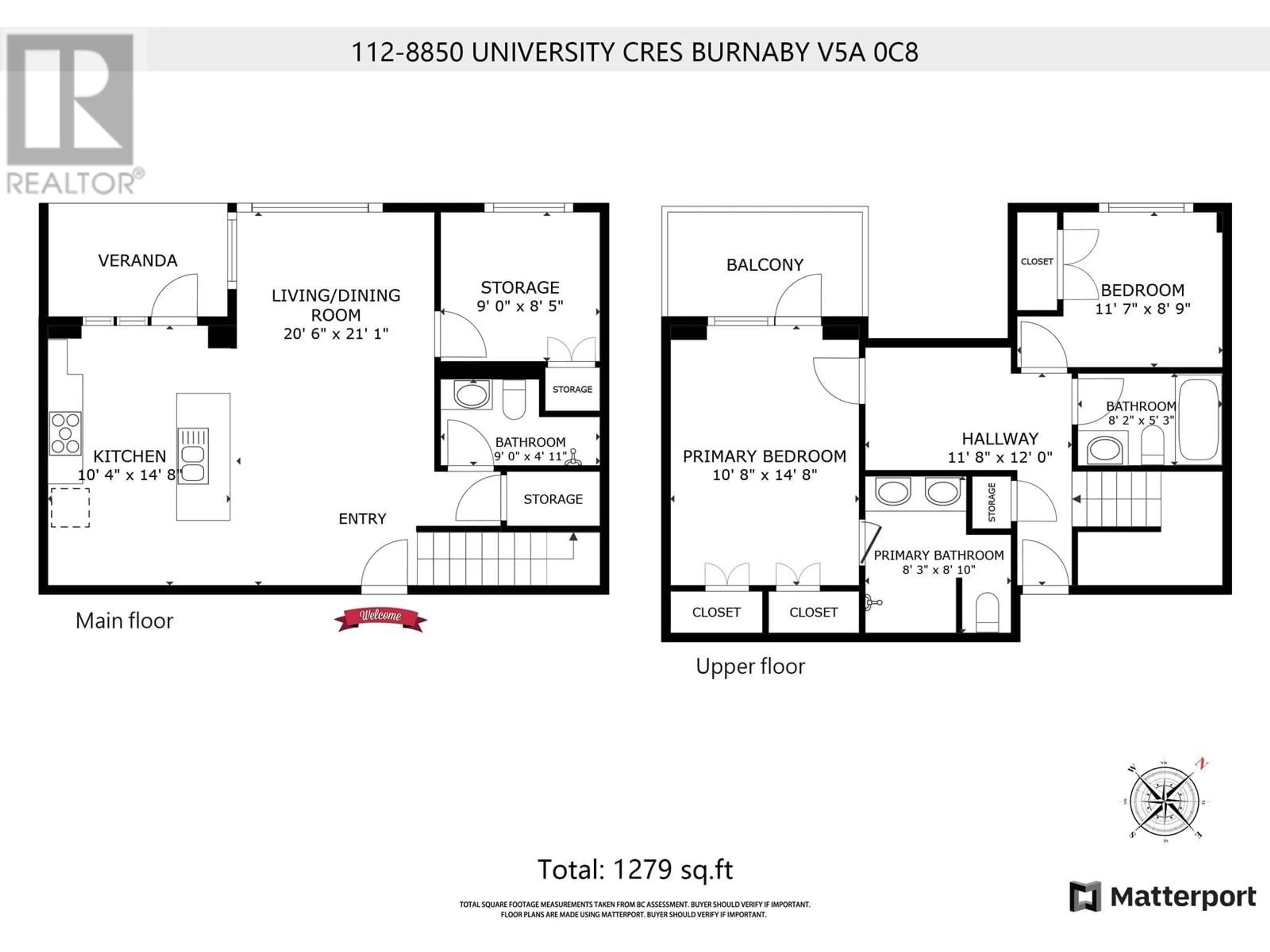 Floor plan for 112 8850 UNIVERSITY CRESCENT, Burnaby British Columbia V5A0C8