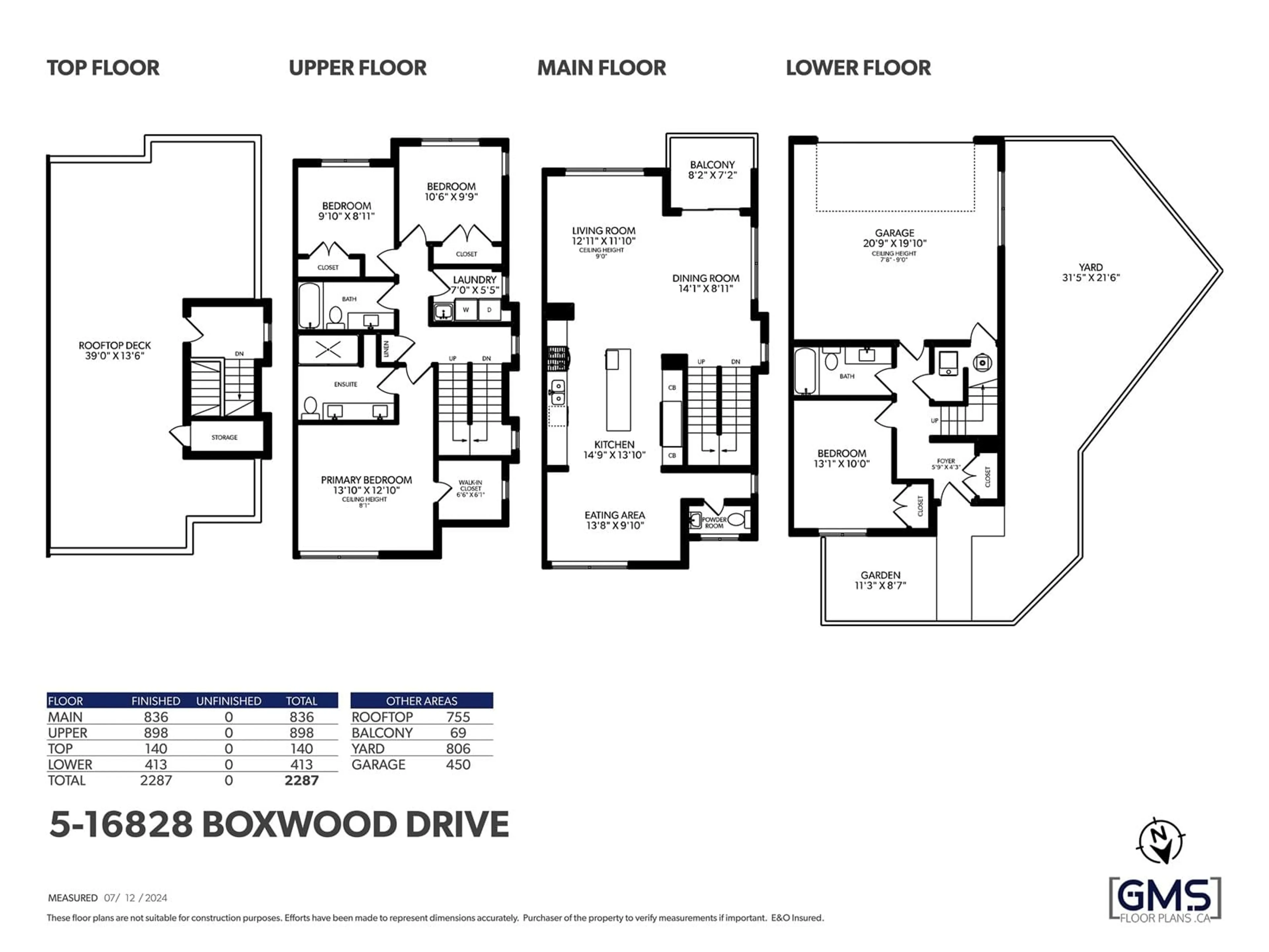 Floor plan for 5 16828 BOXWOOD DRIVE, Surrey British Columbia V4N6T2