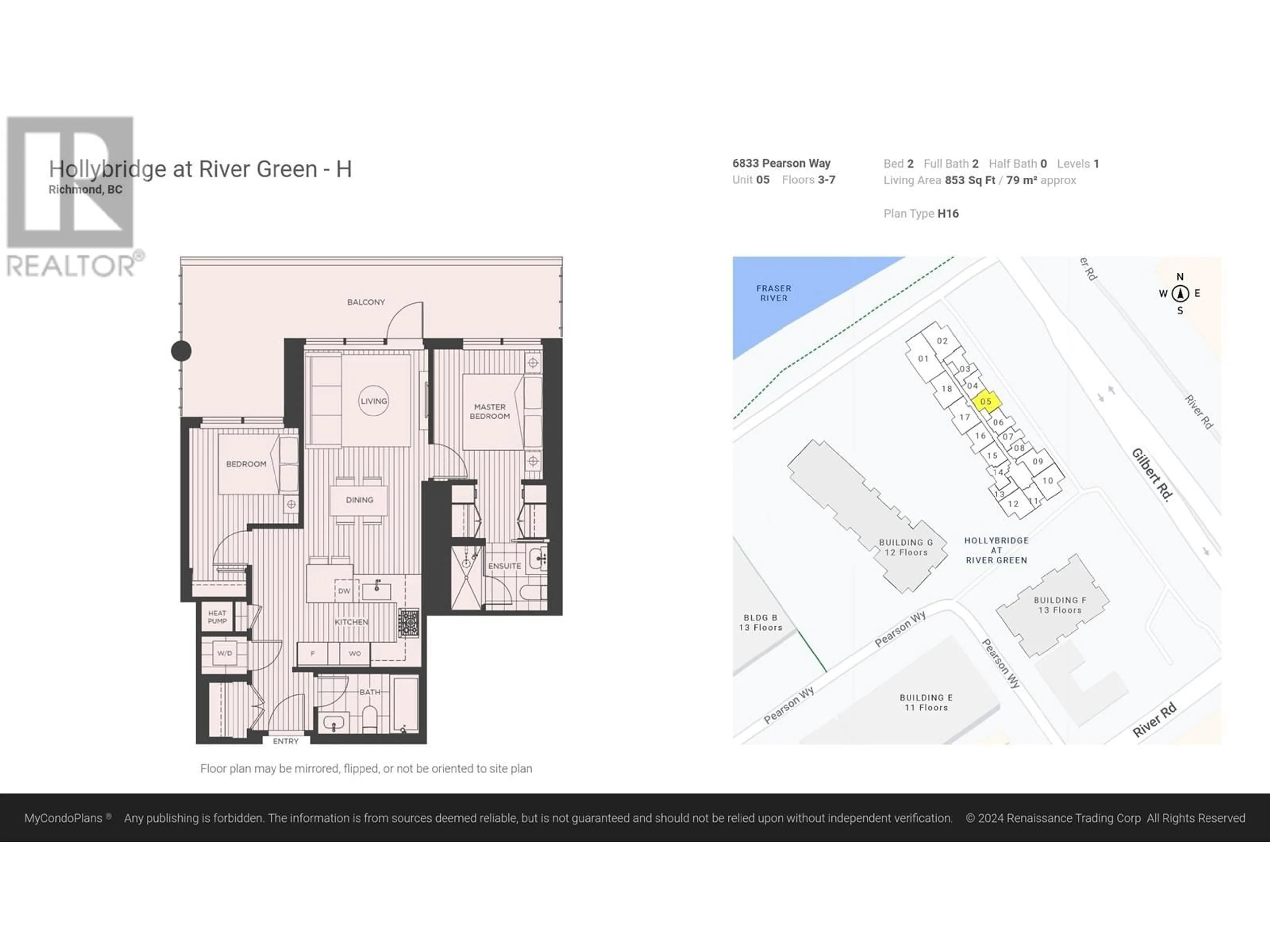 Floor plan for 705 6833 PEARSON WAY, Richmond British Columbia V7C0E8