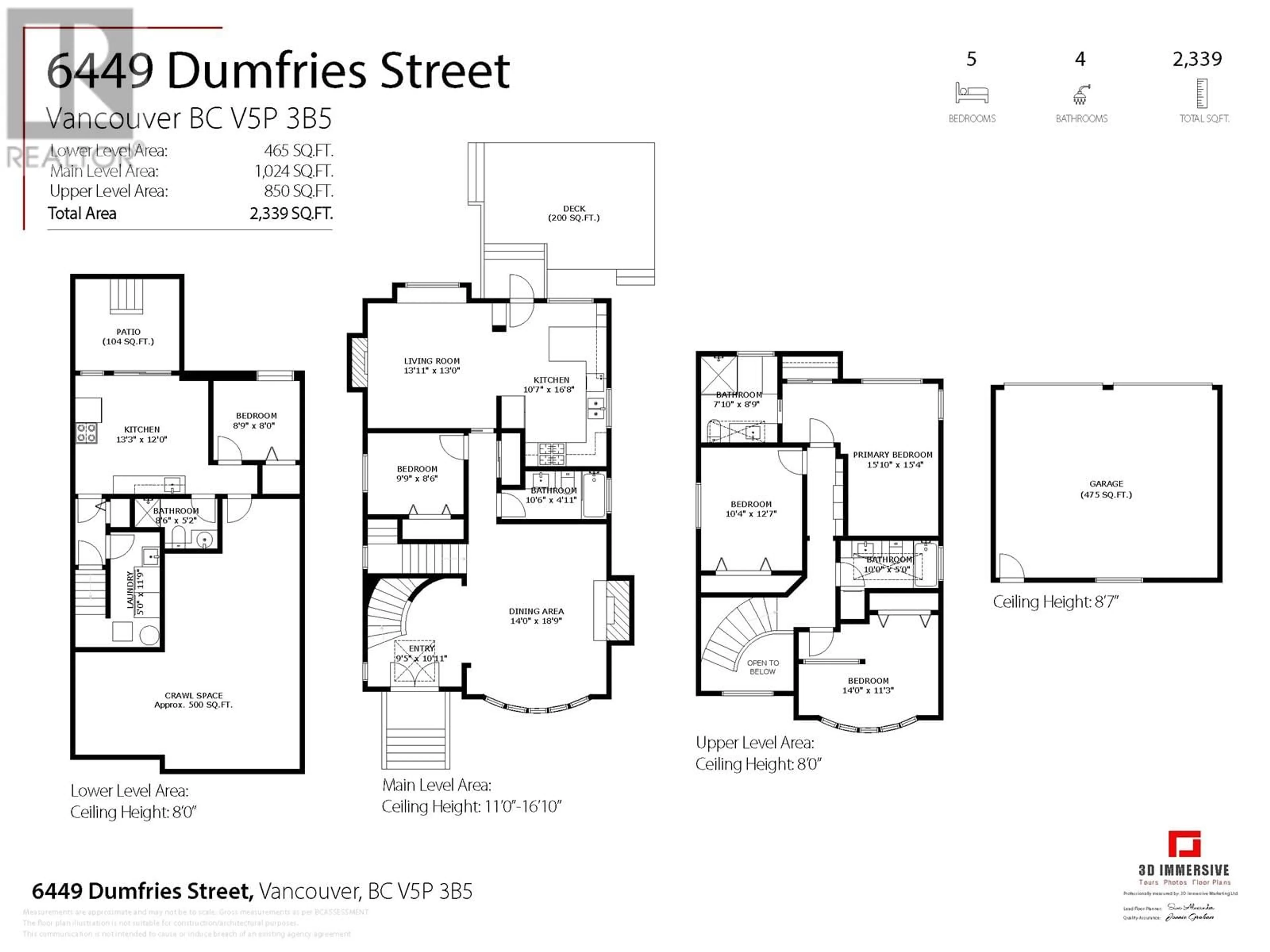 Floor plan for 6449 DUMFRIES STREET, Vancouver British Columbia V5P3B5