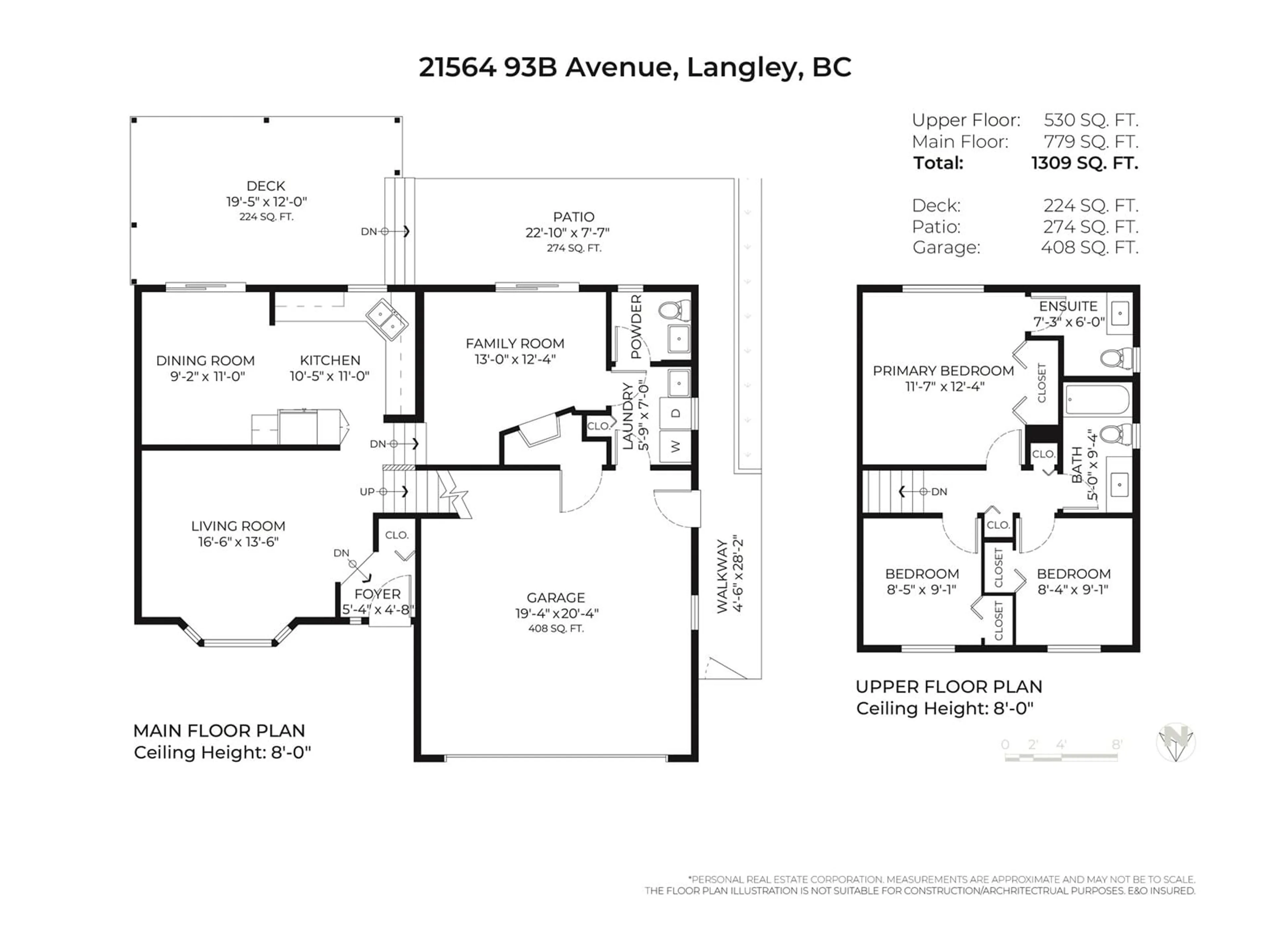 Floor plan for 21564 93B AVENUE, Langley British Columbia V1M2A3