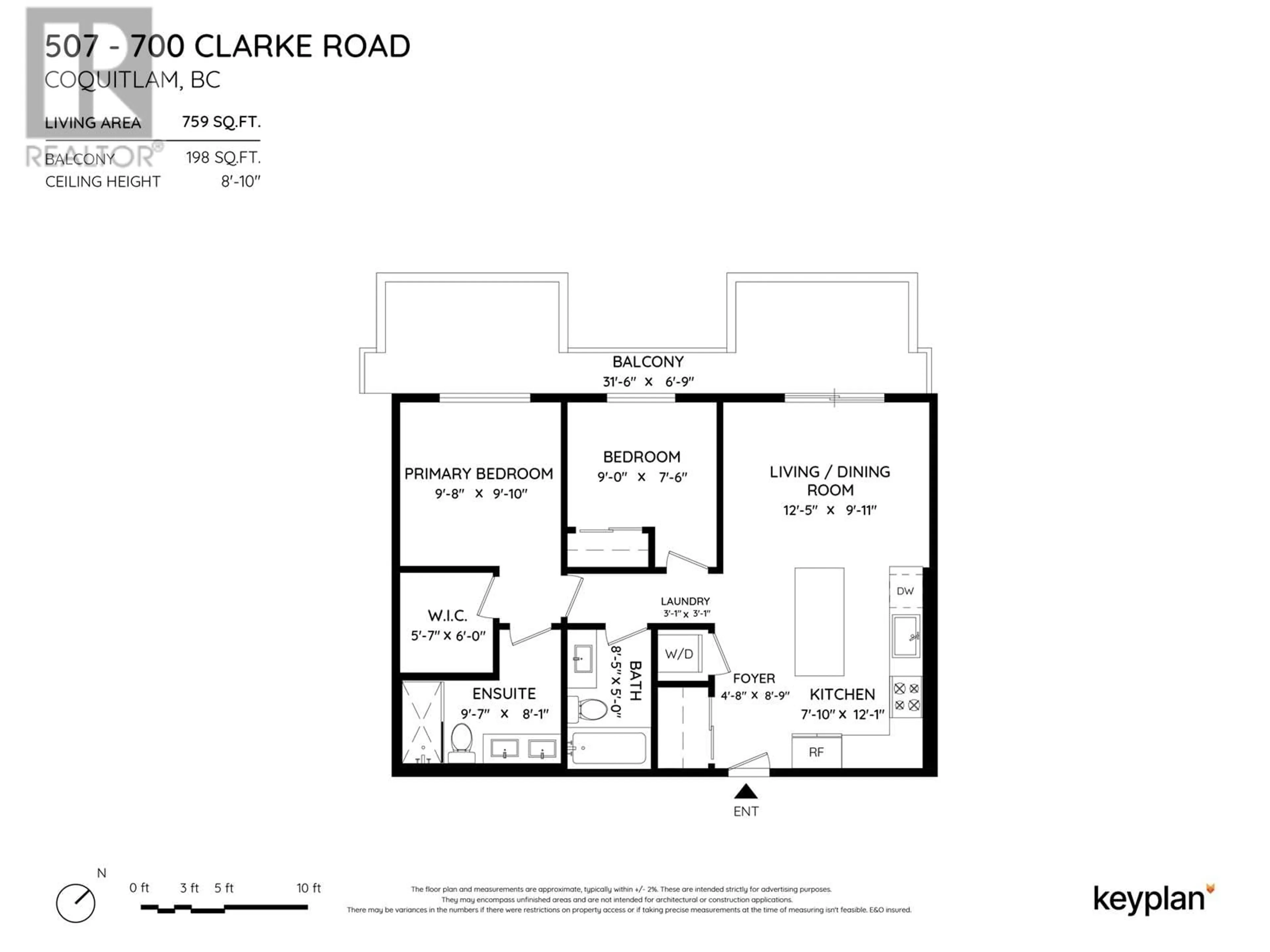 Floor plan for 507 700 CLARKE ROAD, Coquitlam British Columbia V3J0K5