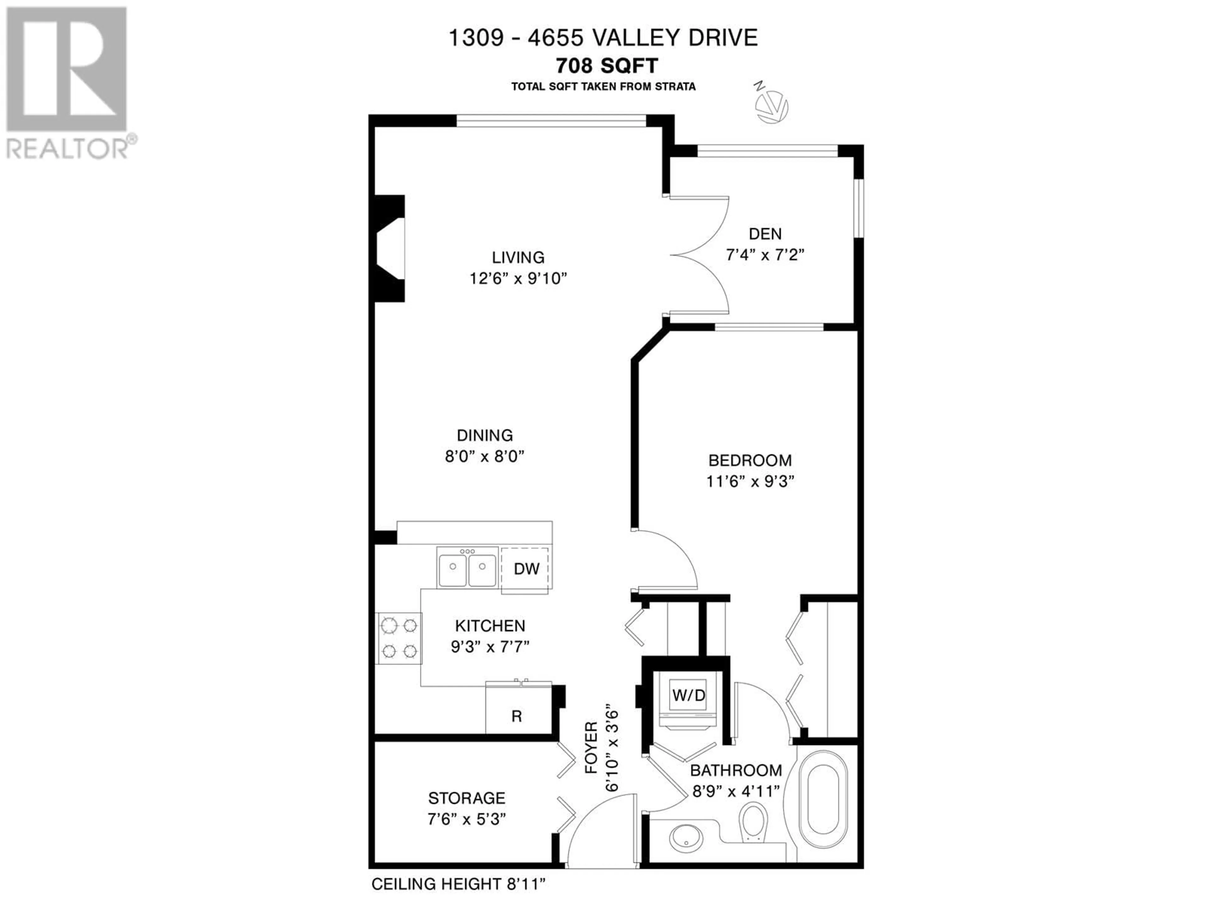 Floor plan for 1309 4655 VALLEY DRIVE, Vancouver British Columbia V6J5L6