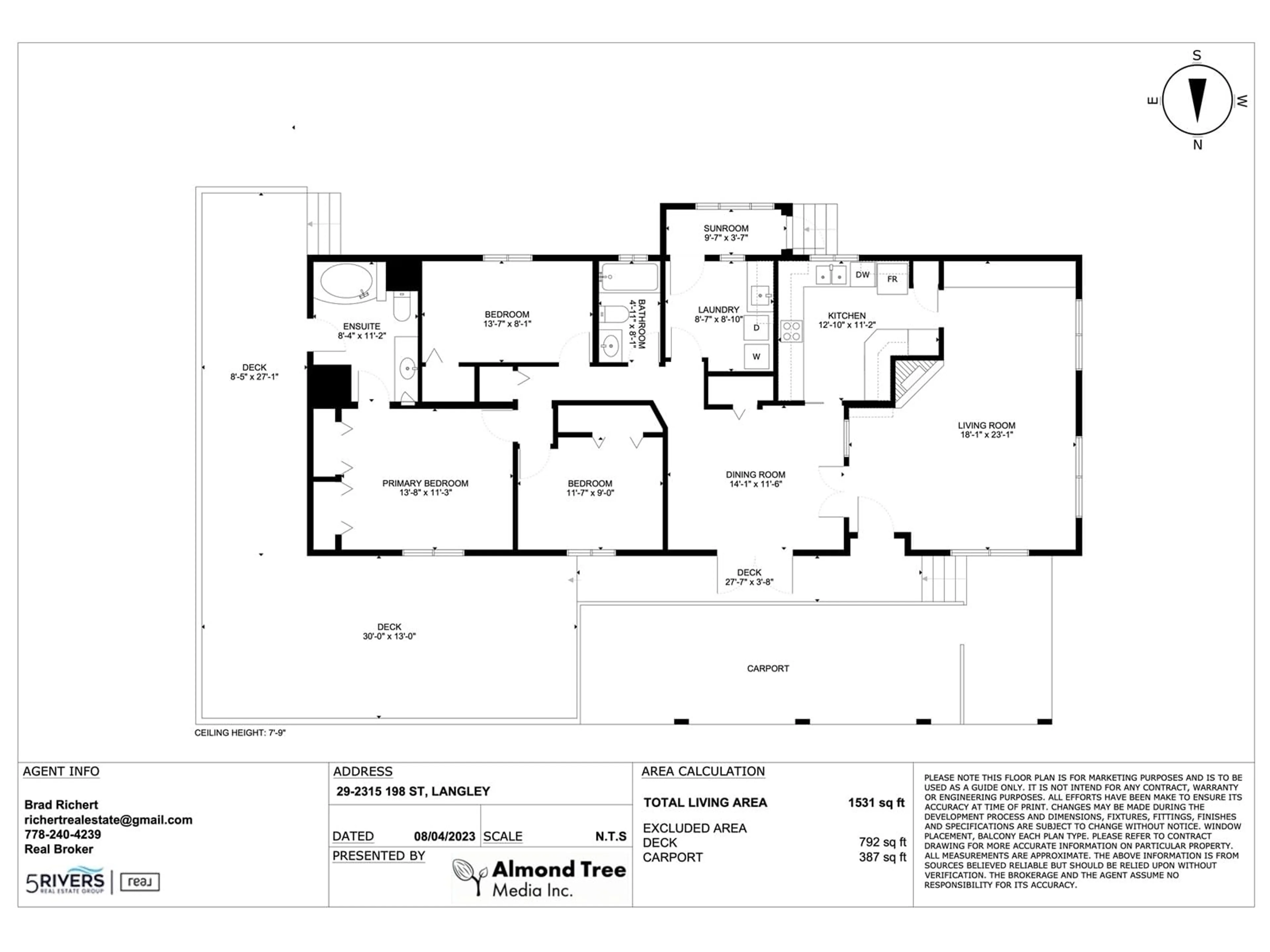 Floor plan for 29 2315 198 STREET, Langley British Columbia V2Z1Z1