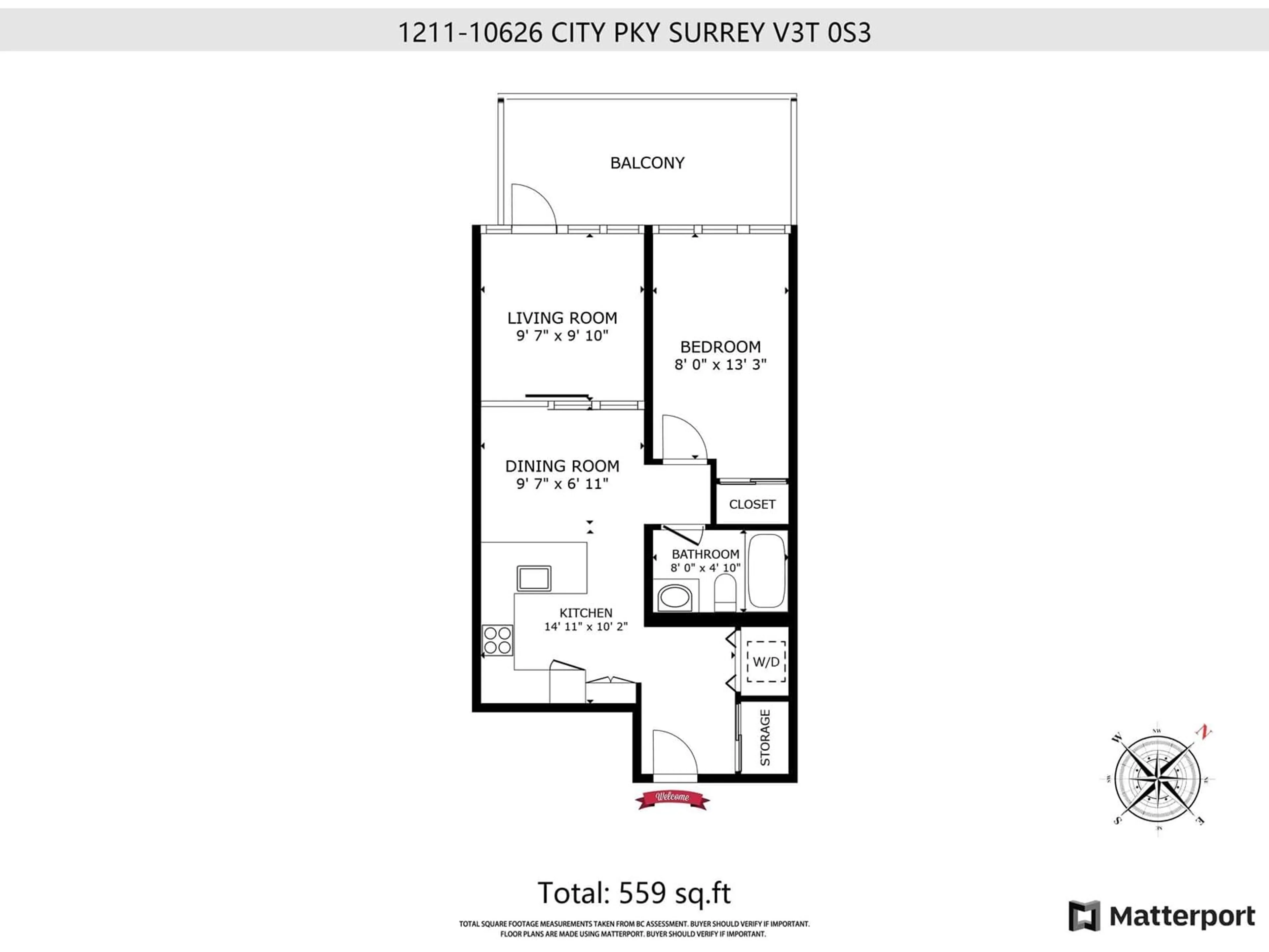 Floor plan for 1211 10626 CITY PARKWAY, Surrey British Columbia V3T0S3