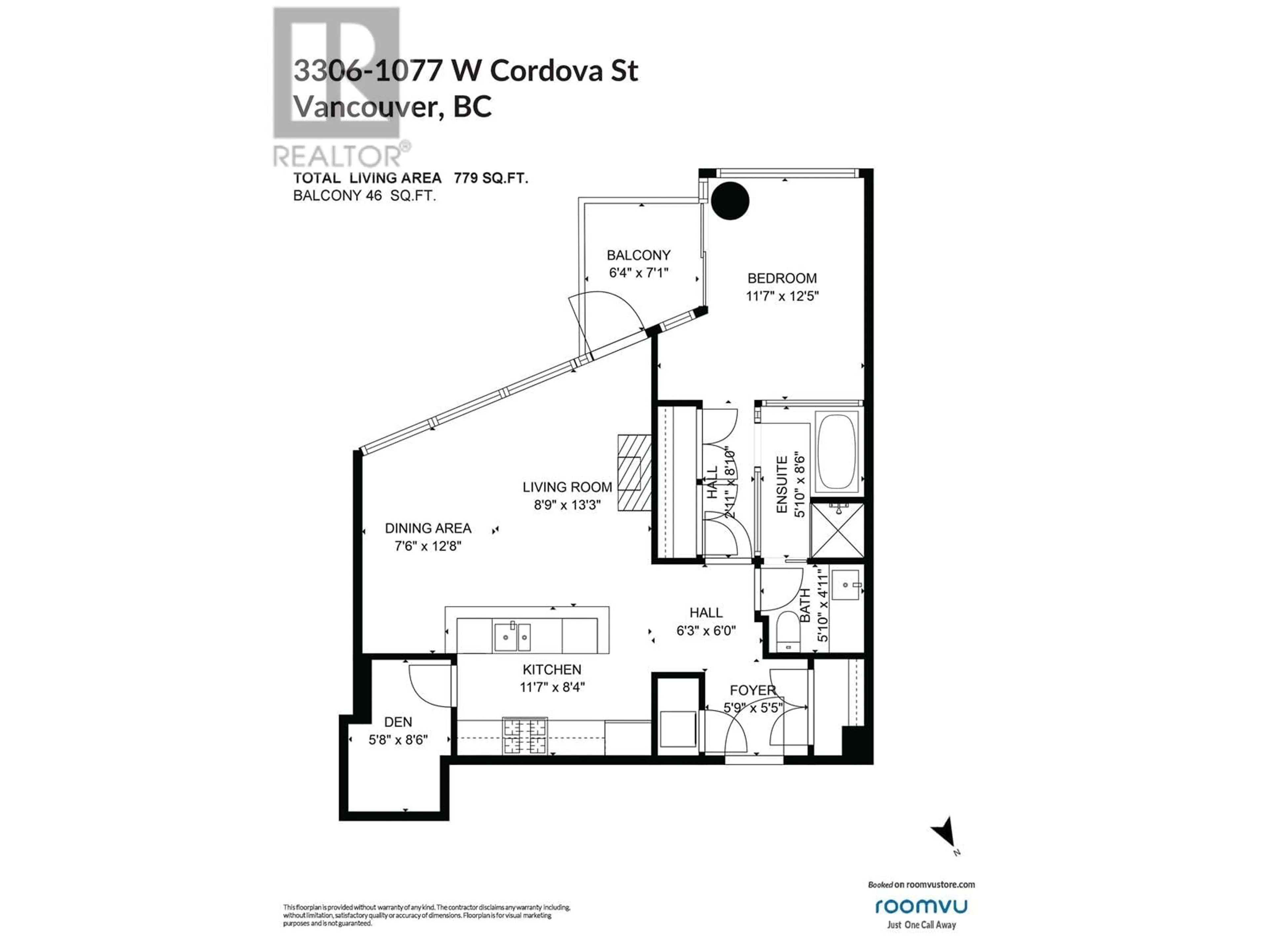 Floor plan for 3306 1077 W CORDOVA STREET, Vancouver British Columbia V6C2C6