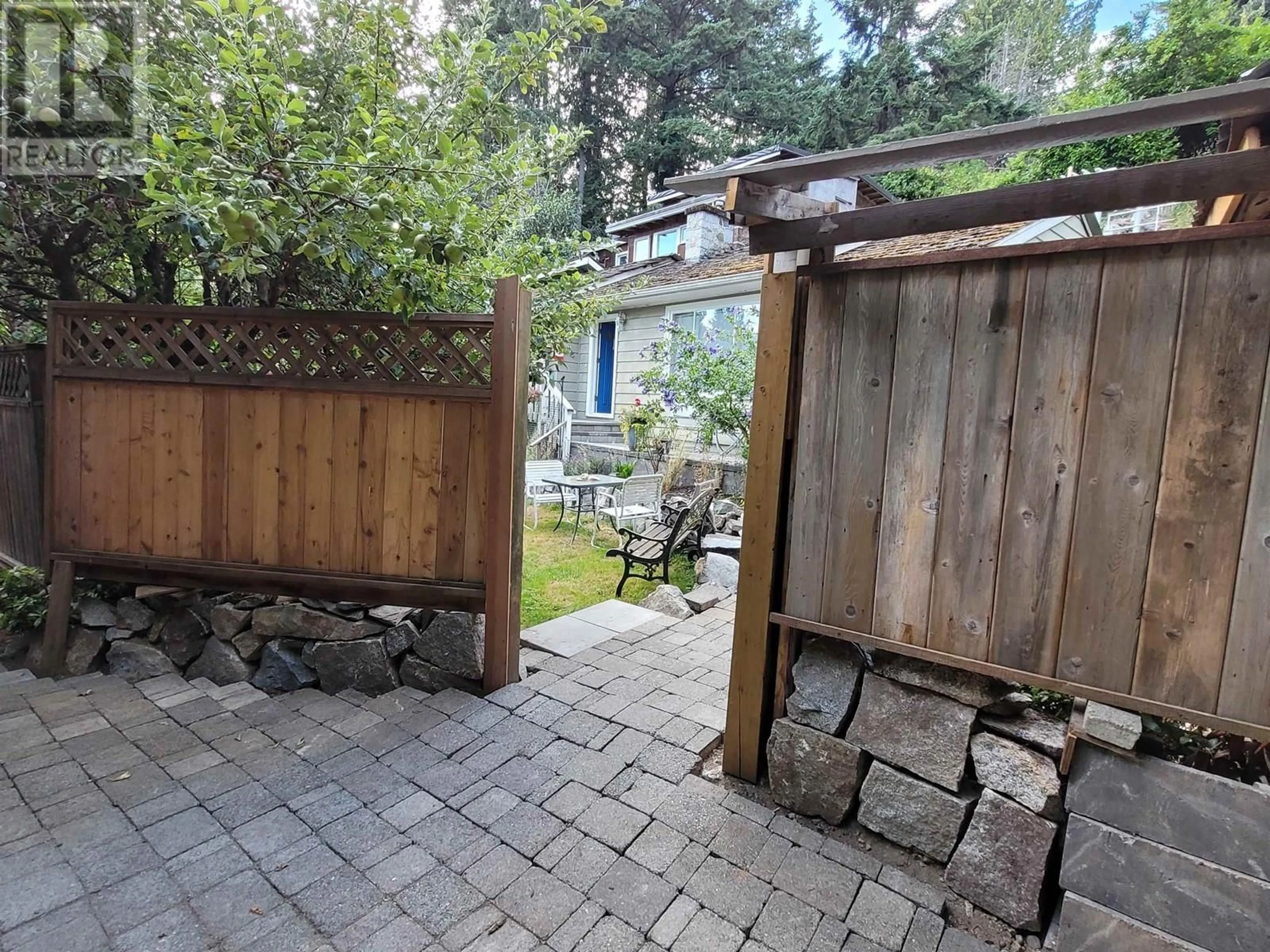 Patio, the fenced backyard for 4405 MARINE DRIVE, West Vancouver British Columbia V7W1N8