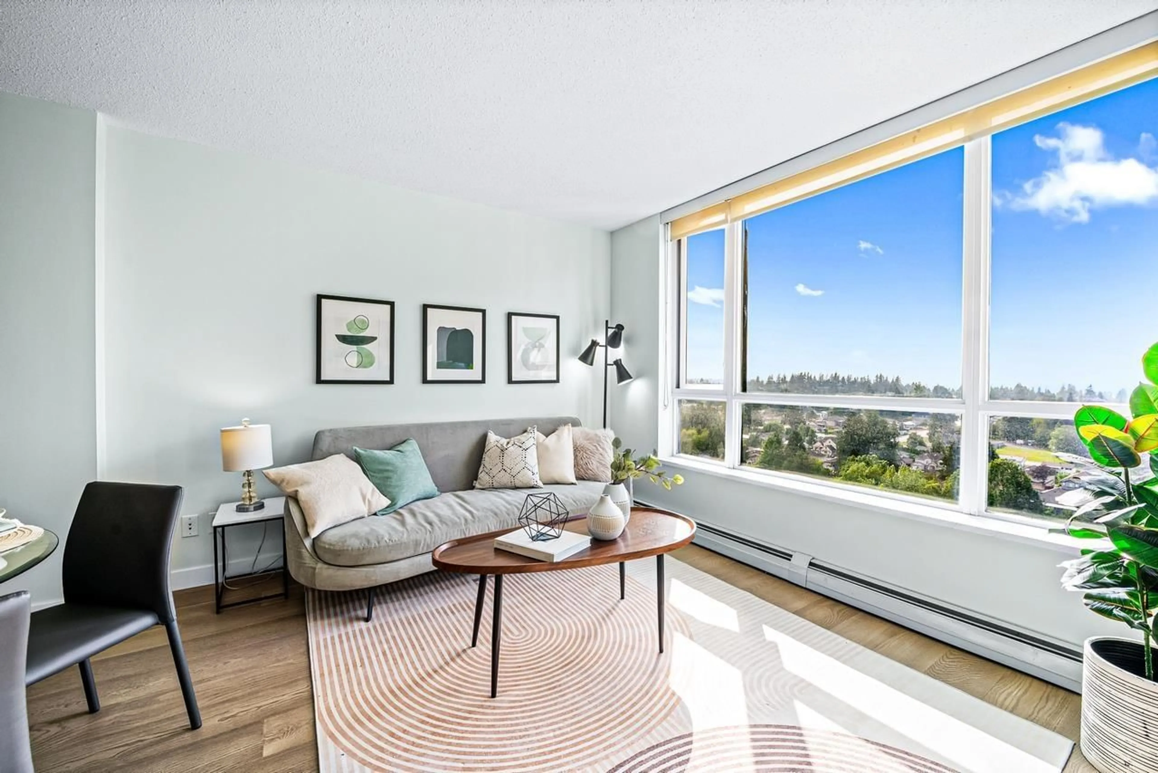 Living room, wood floors for 1805 10777 UNIVERSITY DRIVE, Surrey British Columbia V3T0E6