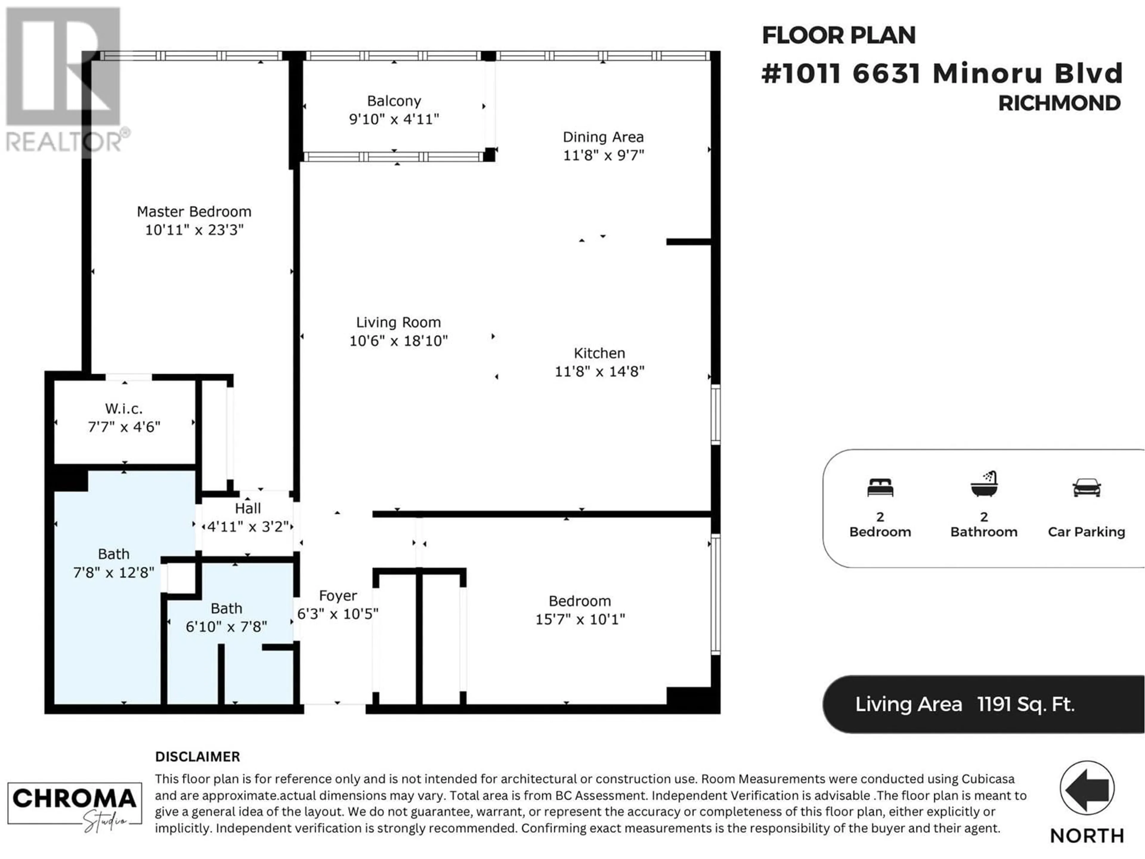 Floor plan for 1011 6631 MINORU BOULEVARD, Richmond British Columbia V6Y1Z1