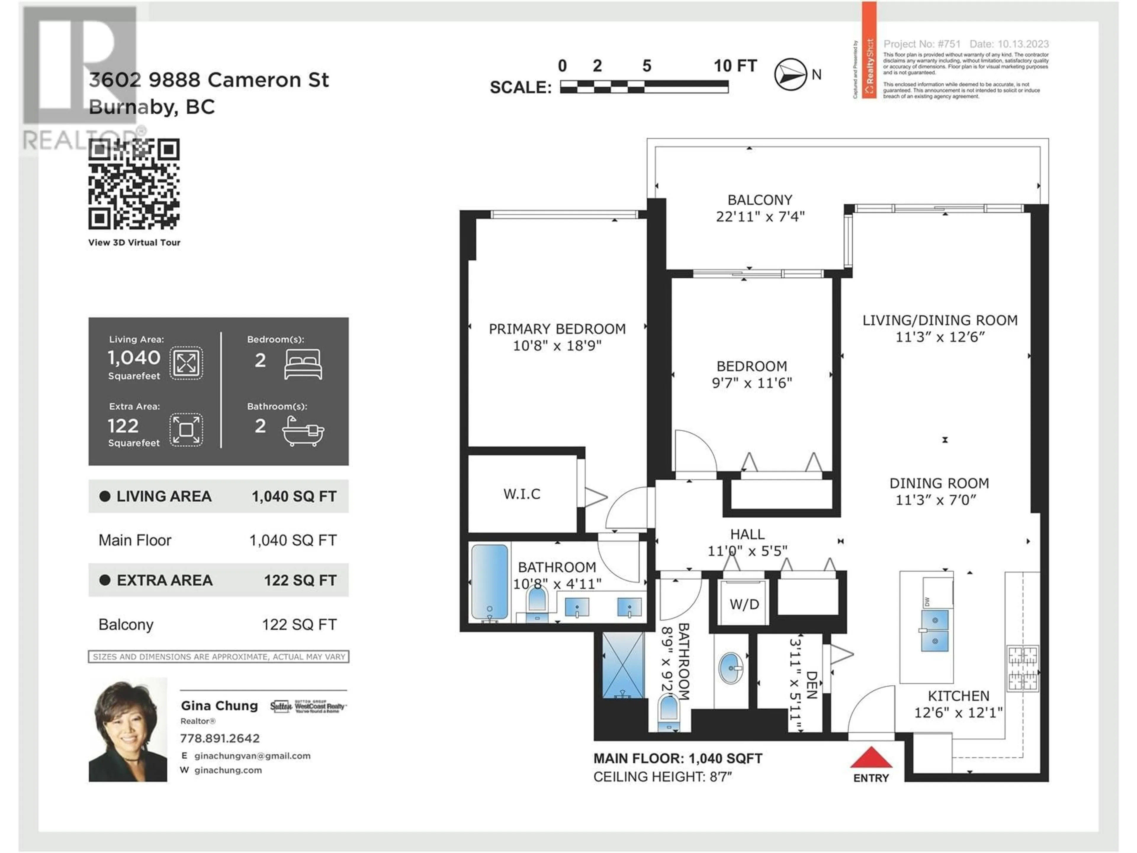 Floor plan for 3602 9888 CAMERON STREET, Burnaby British Columbia V3J0A4