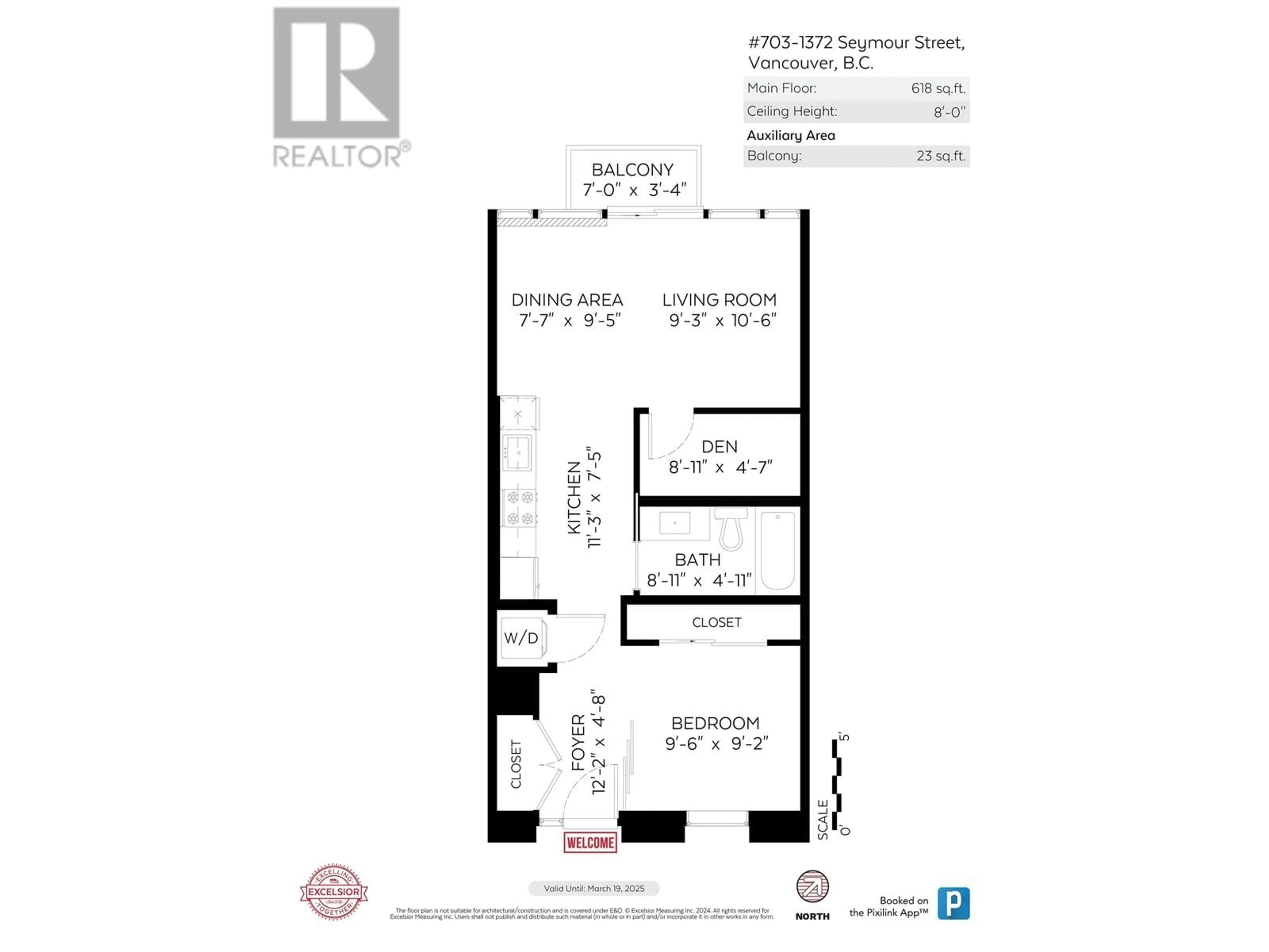 Floor plan for 703 1372 SEYMOUR STREET, Vancouver British Columbia V6B0L1