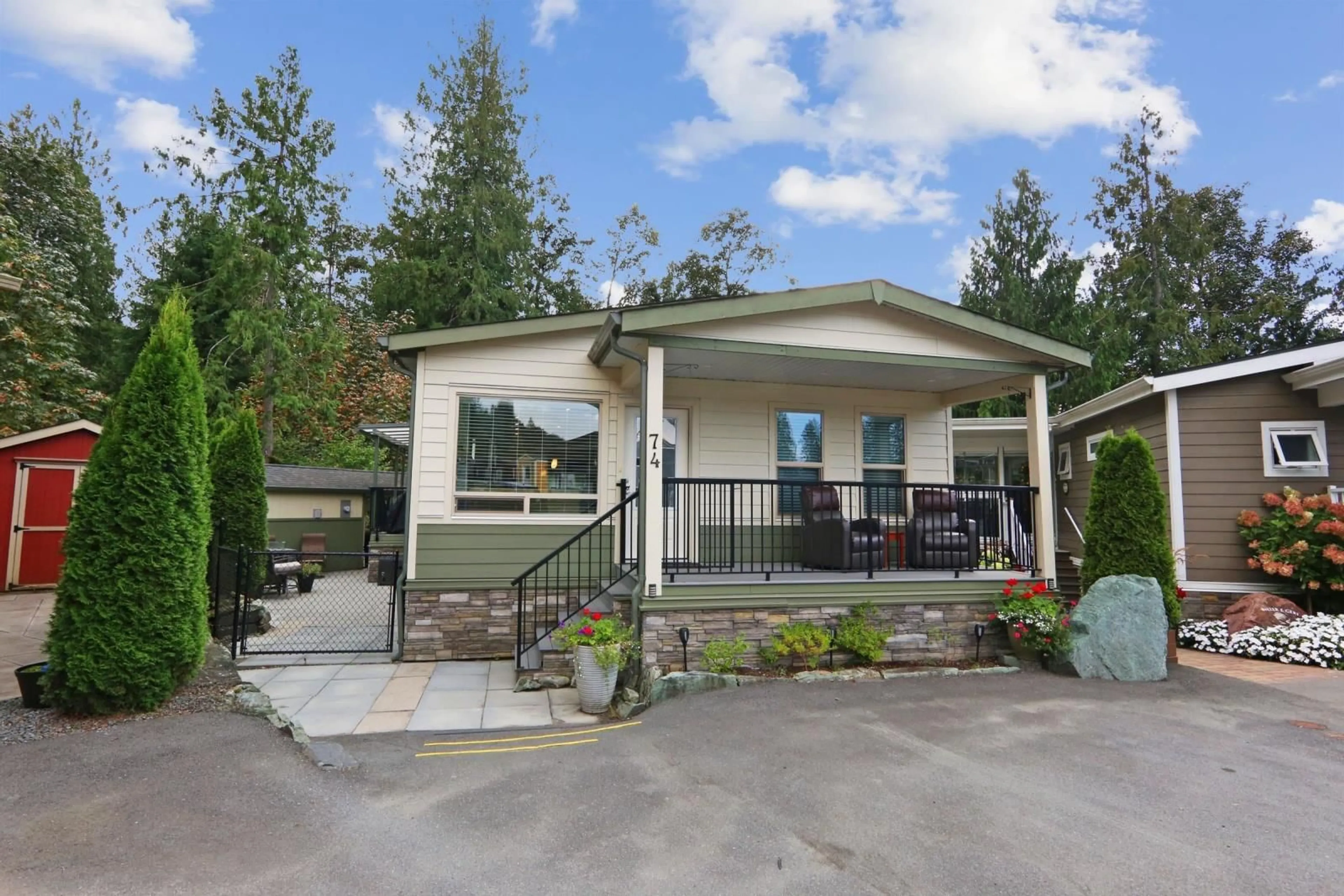 Home with vinyl exterior material, street for 74 - 53480 BRIDAL FALLS ROAD, Chilliwack British Columbia V0X1X1