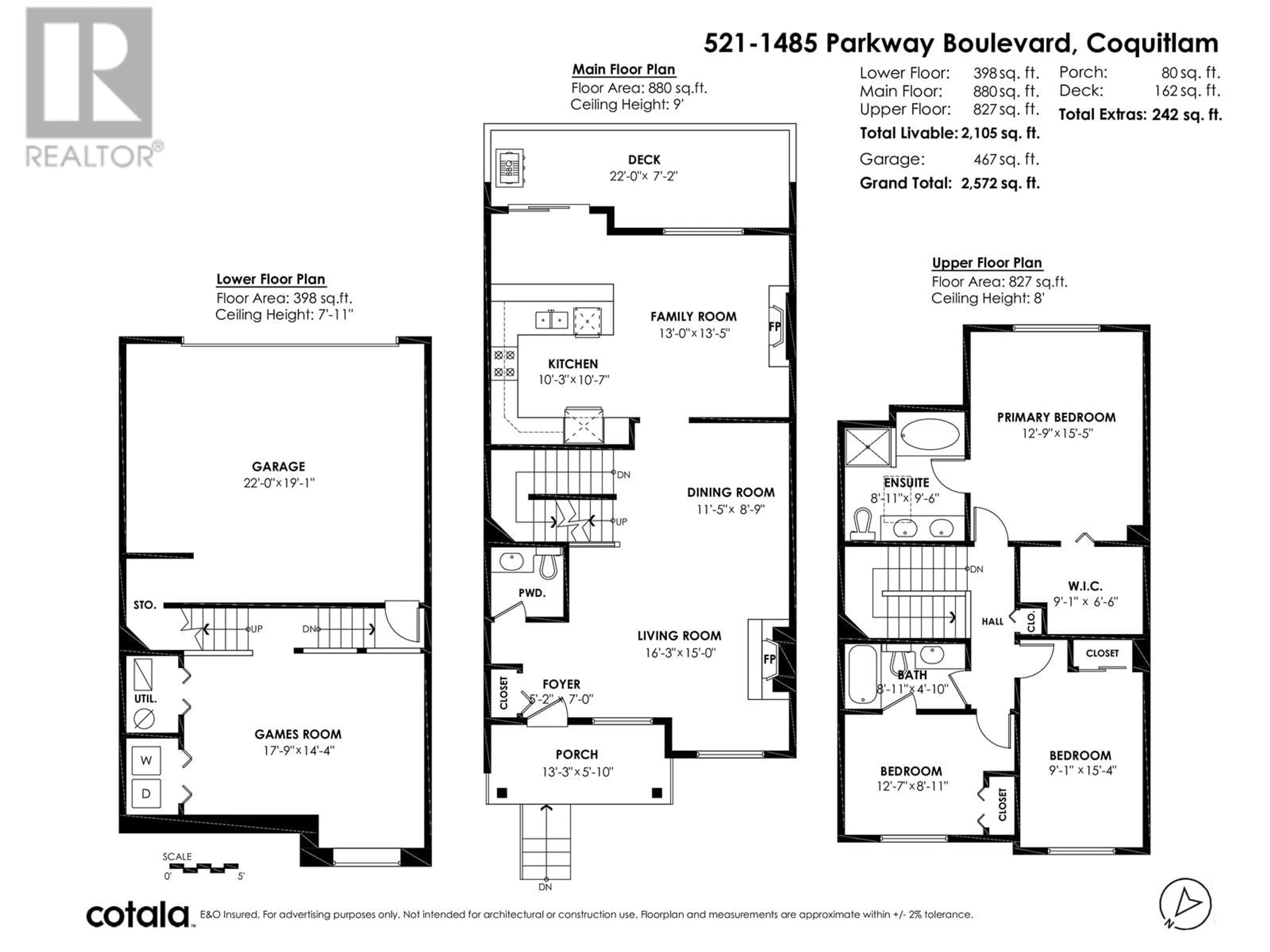 Floor plan for 521 1485 PARKWAY BOULEVARD, Coquitlam British Columbia V3E3E6