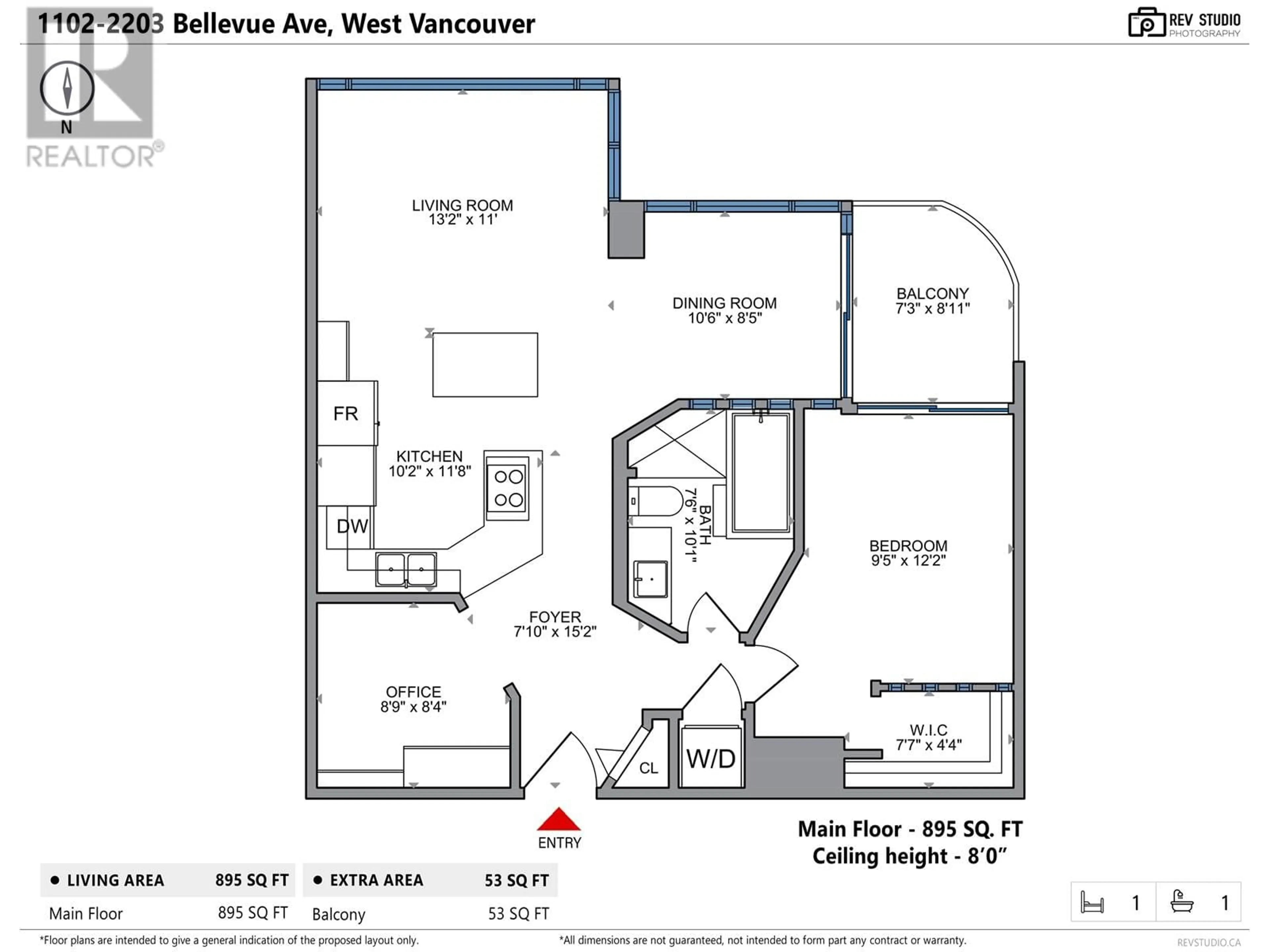 Floor plan for 1102 2203 BELLEVUE AVENUE, West Vancouver British Columbia V7V4V7