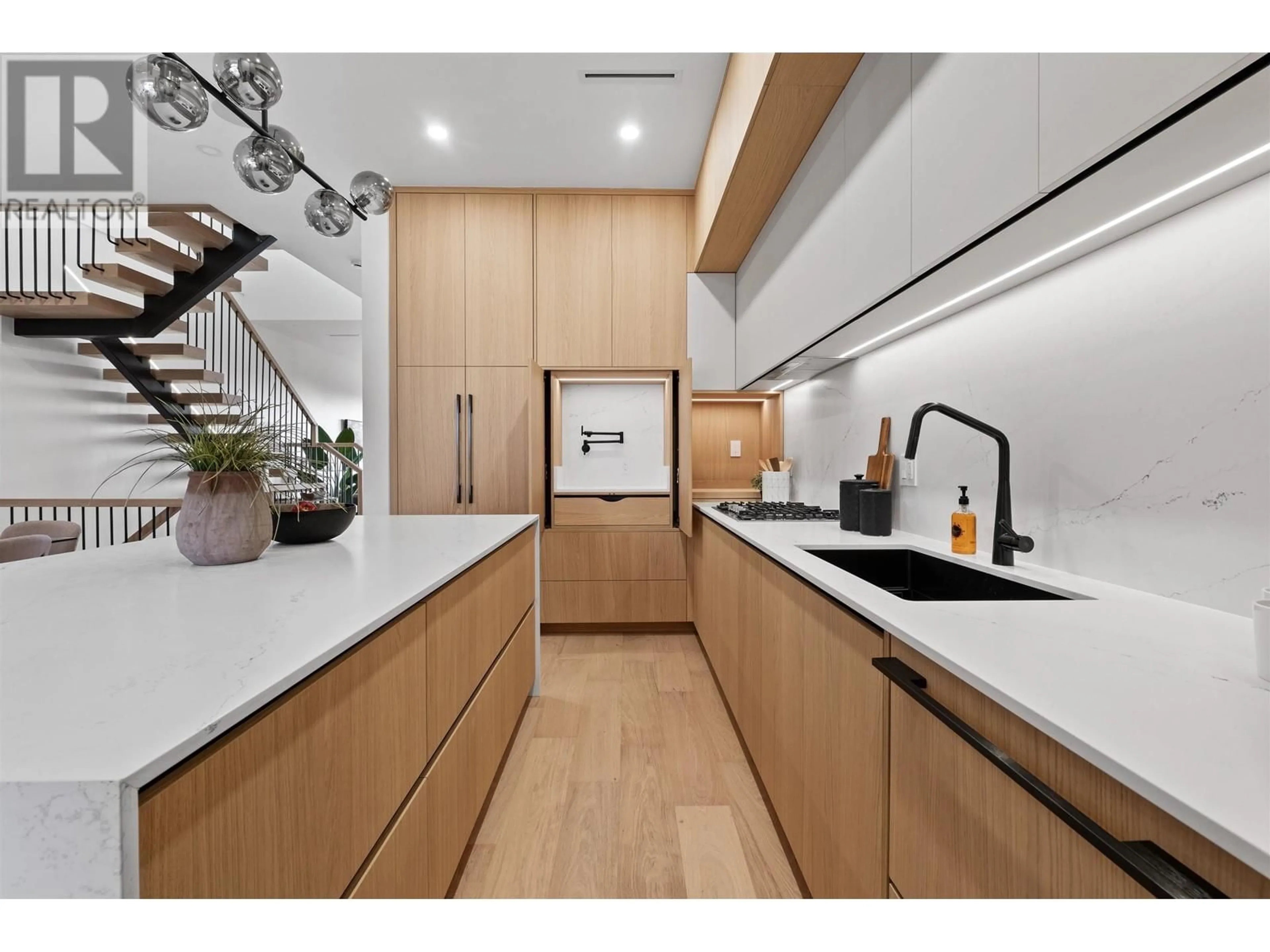 Contemporary kitchen, wood floors for 366 E KEITH ROAD, North Vancouver British Columbia V7L1V7