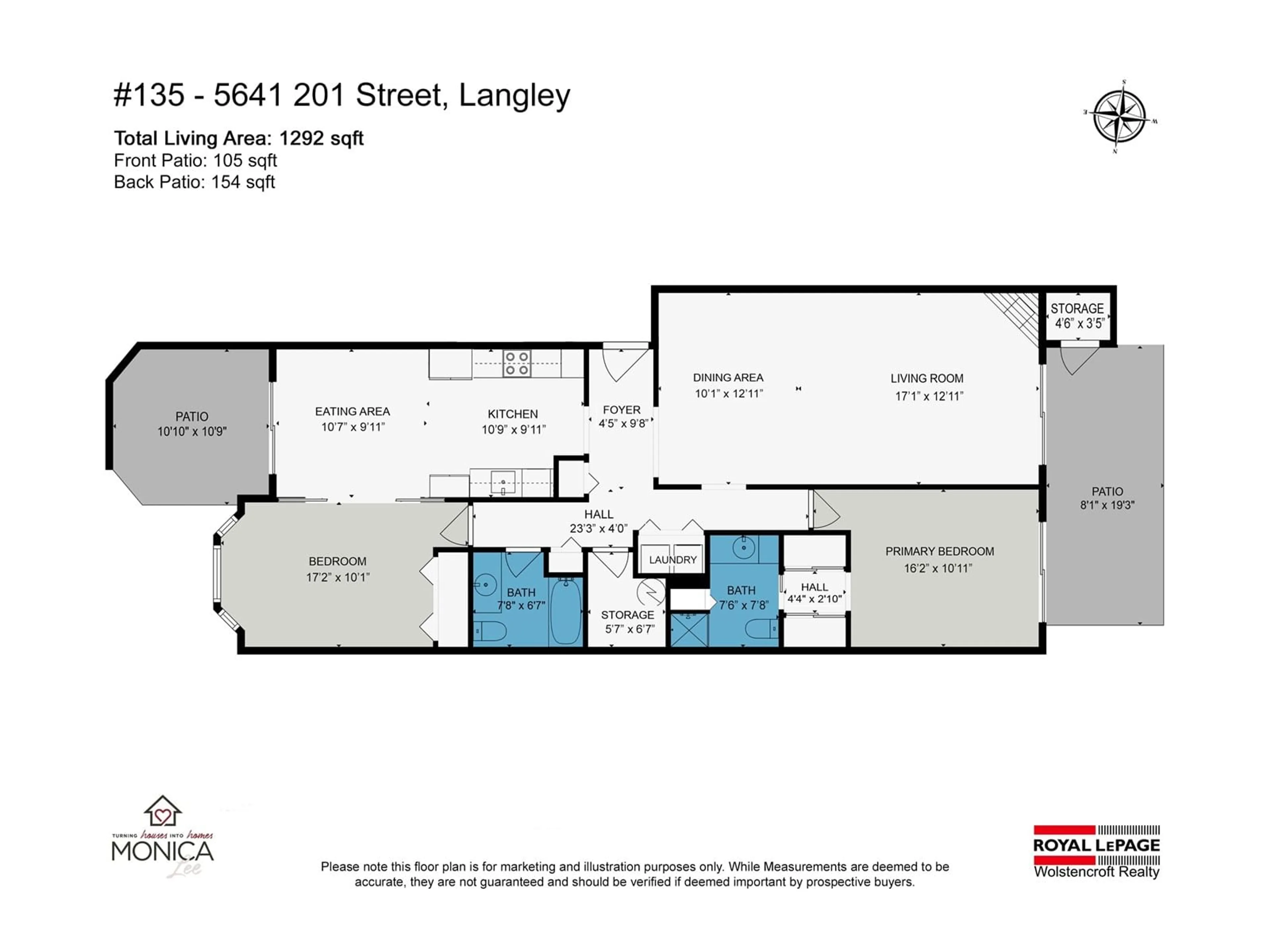 Floor plan for 135 5641 201 STREET, Langley British Columbia V3A8A4