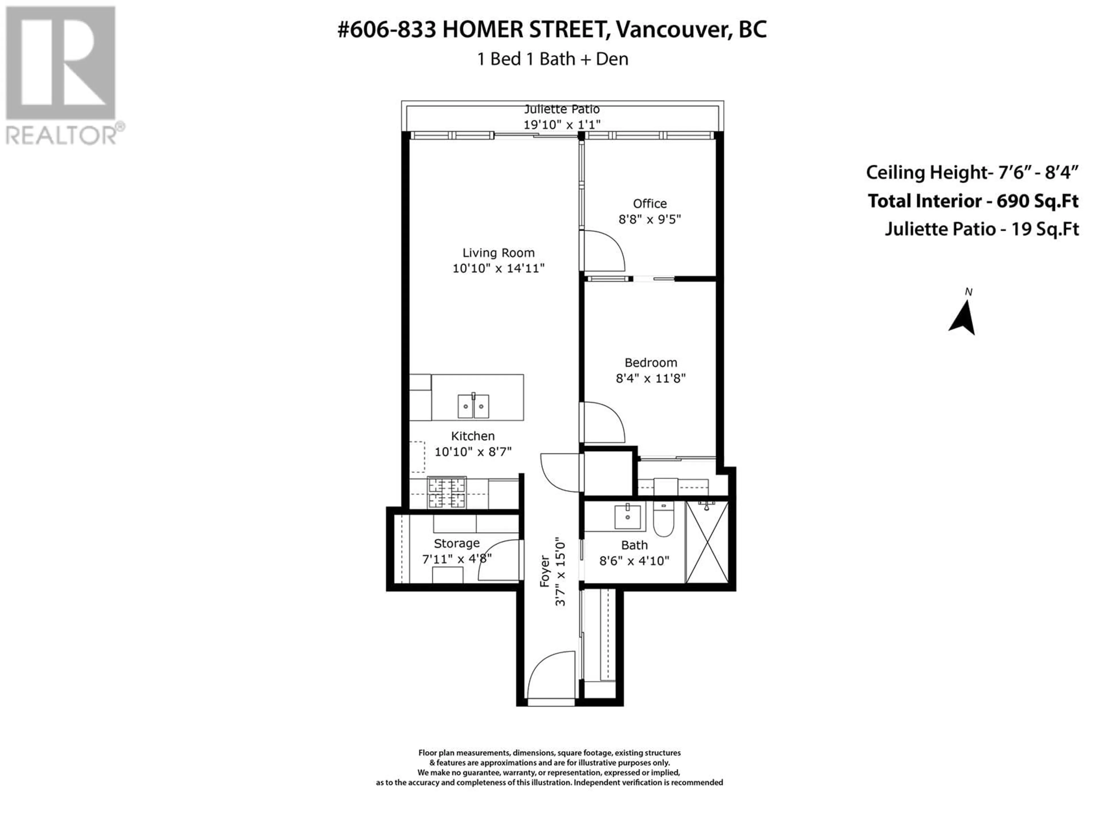 Floor plan for 606 833 HOMER STREET, Vancouver British Columbia V6B0H4