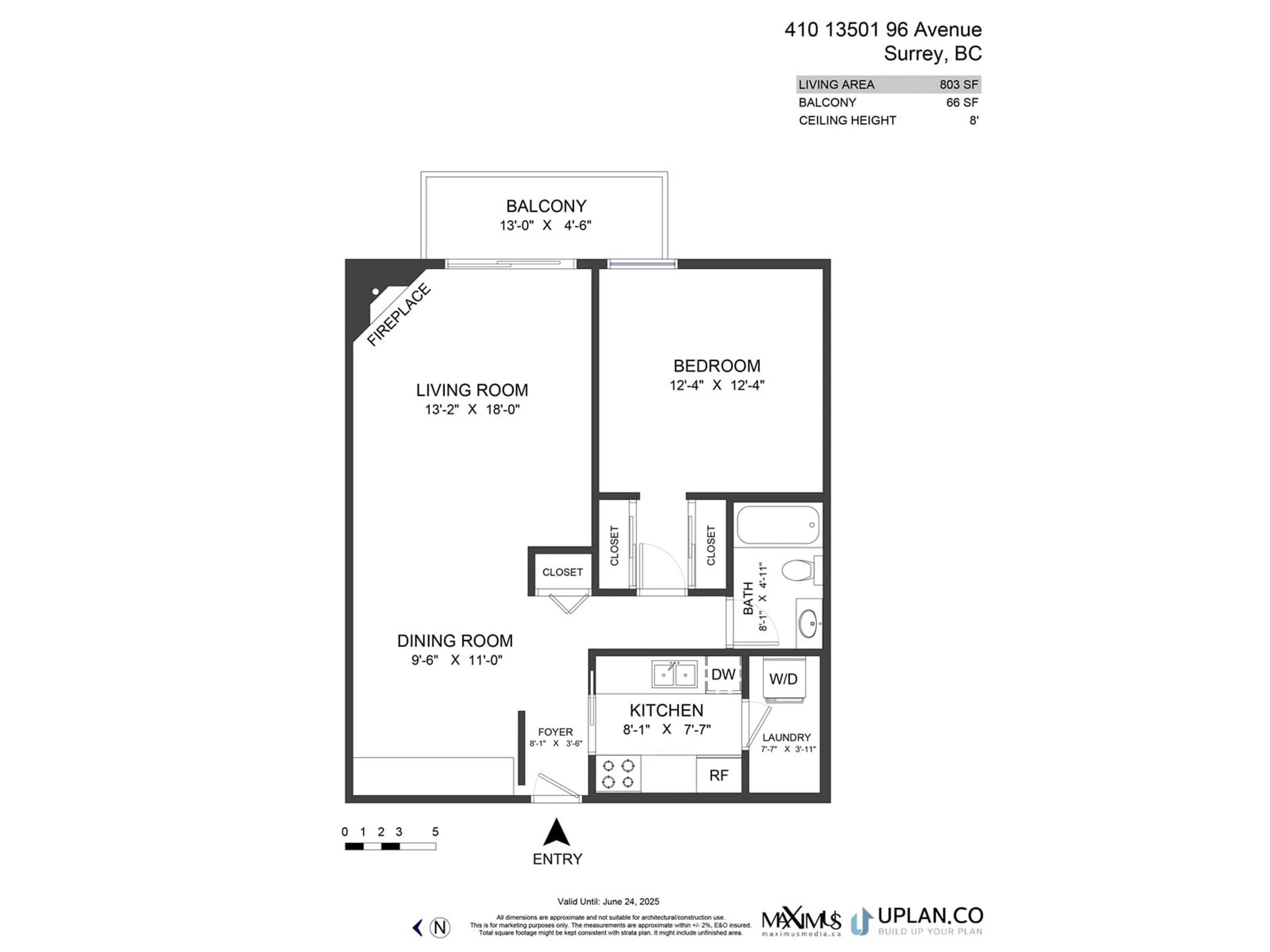 Floor plan for 410 13501 96 AVENUE, Surrey British Columbia V3V7L9