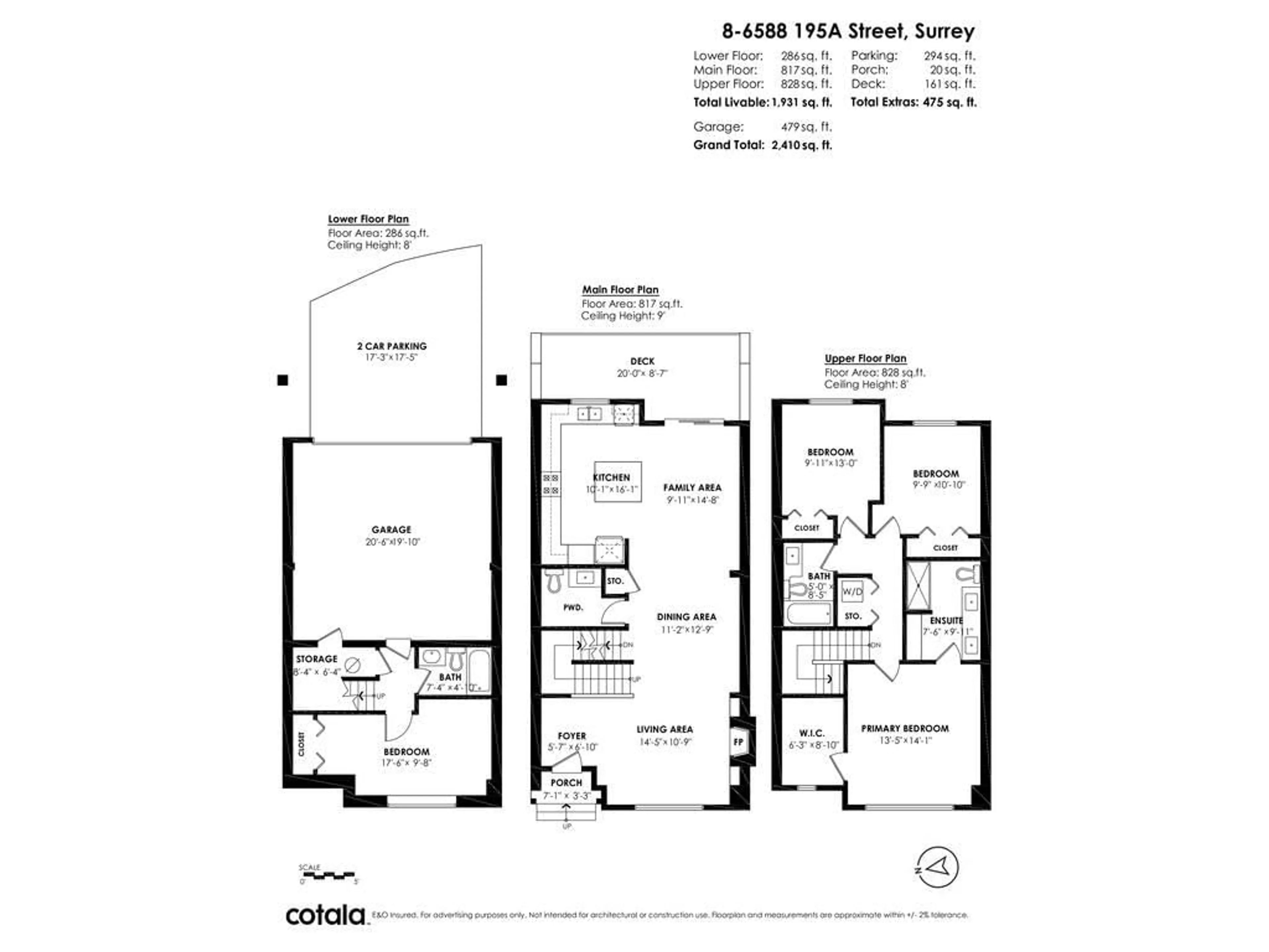 Floor plan for 8 6588 195A STREET, Surrey British Columbia V4N6N5