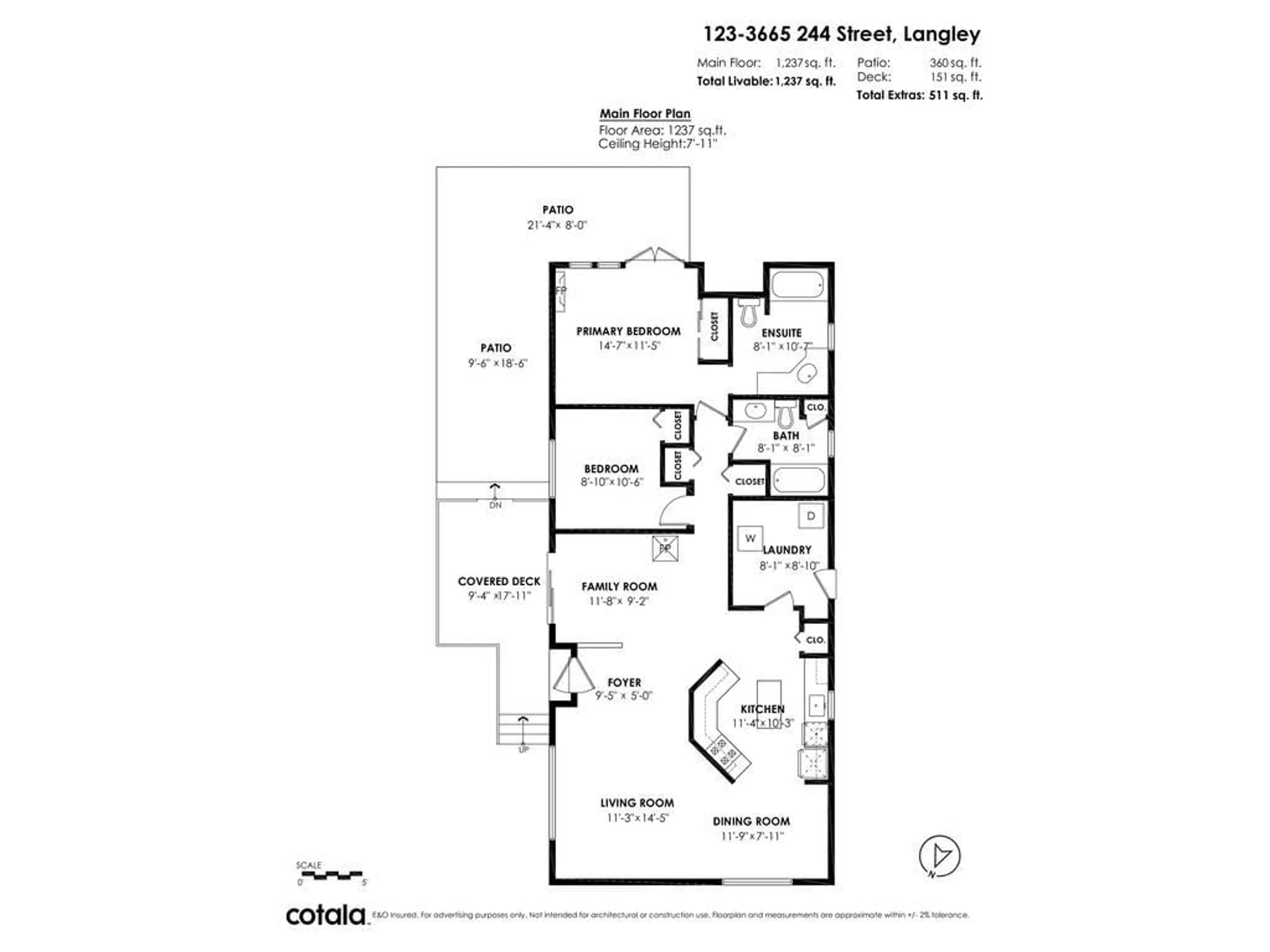 Floor plan for 123 3665 244 STREET, Langley British Columbia V2Z1N1