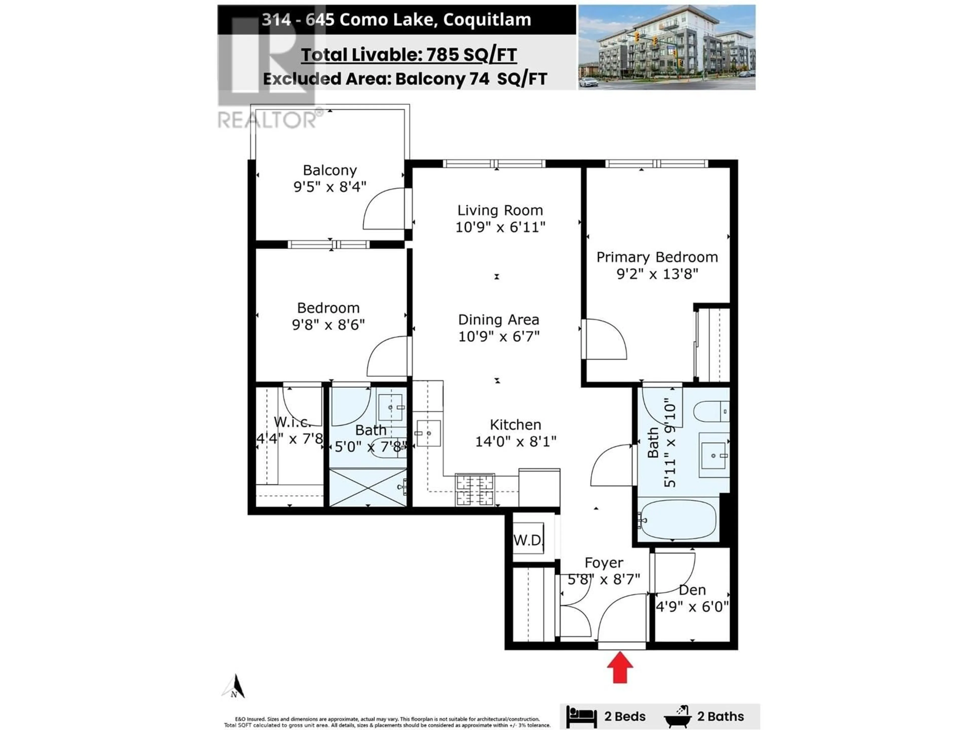 Floor plan for 314 645 COMO LAKE AVENUE, Coquitlam British Columbia V3J0N9