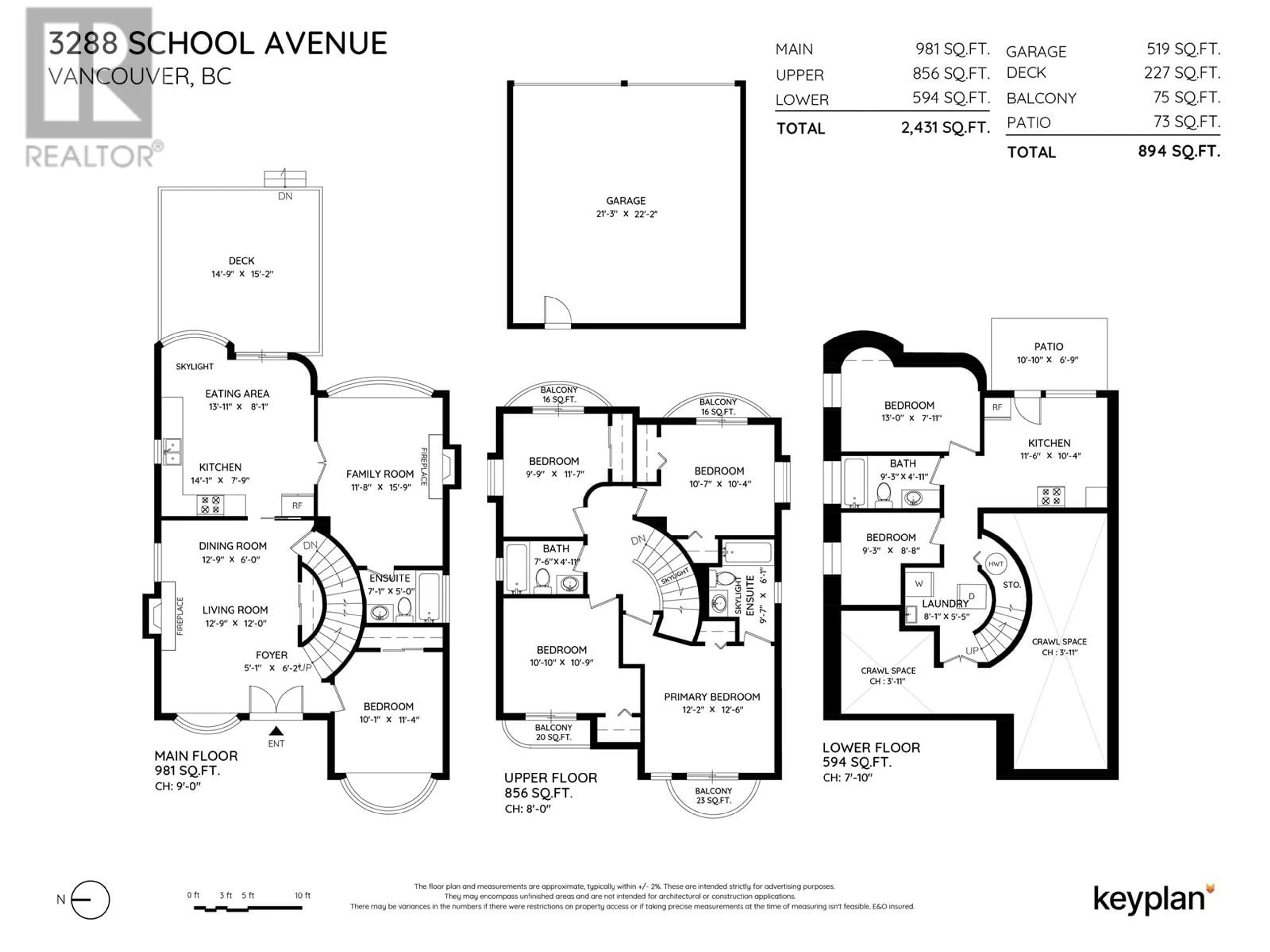 Floor plan for 3288 SCHOOL AVENUE, Vancouver British Columbia V5R5N5