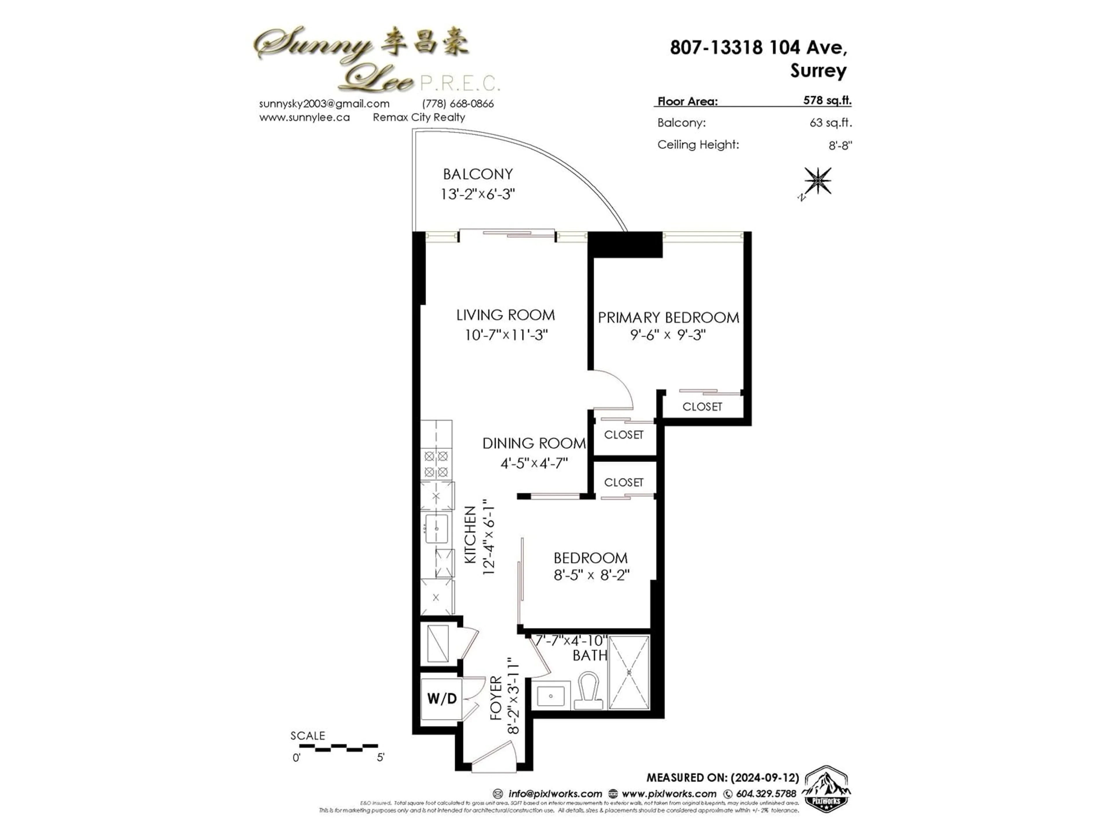 Floor plan for 807 13318 104 AVENUE, Surrey British Columbia V3T0R2