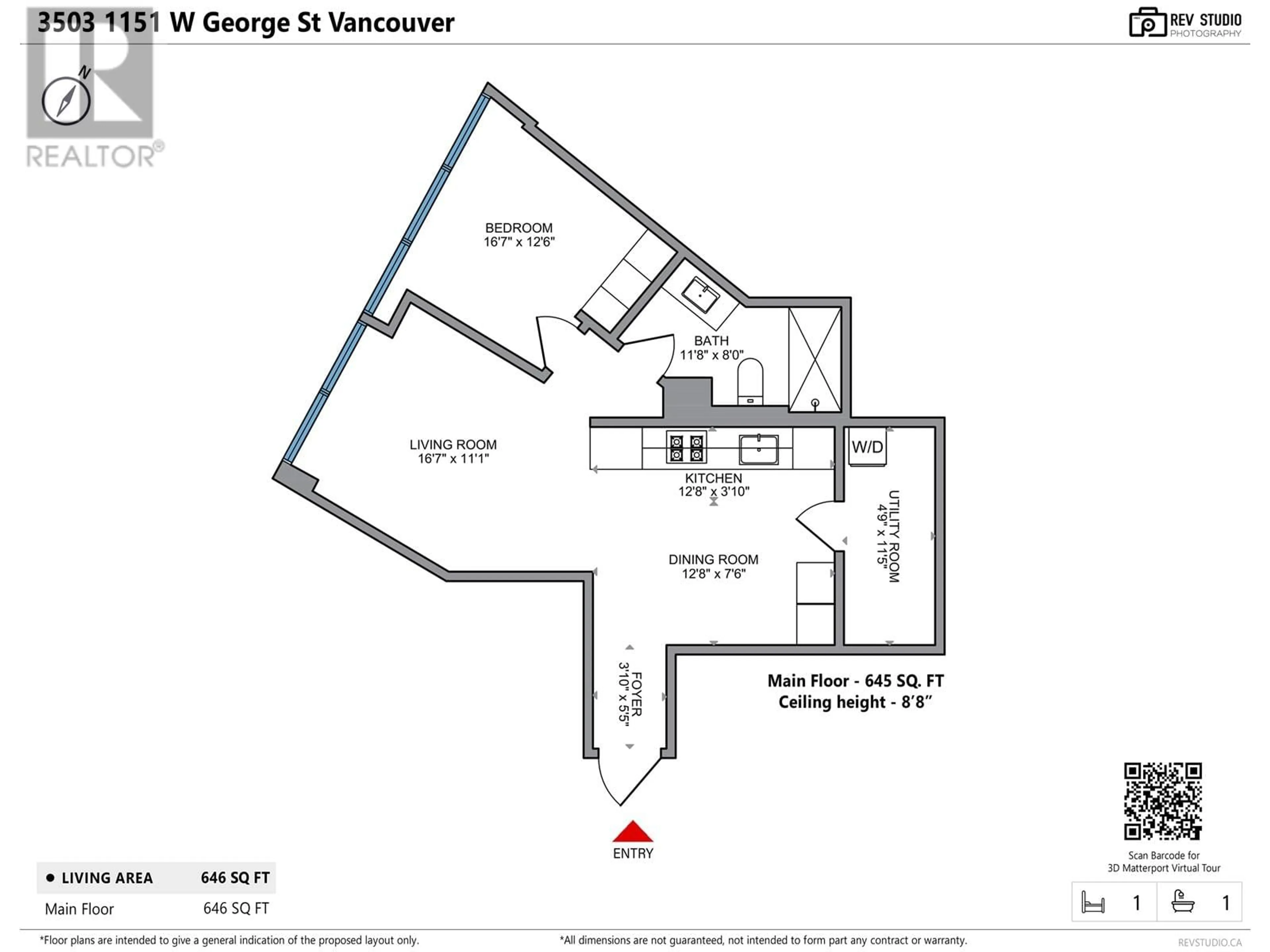 Floor plan for 3503 - 1151 GEORGIA STREET, Vancouver British Columbia V6E0B3