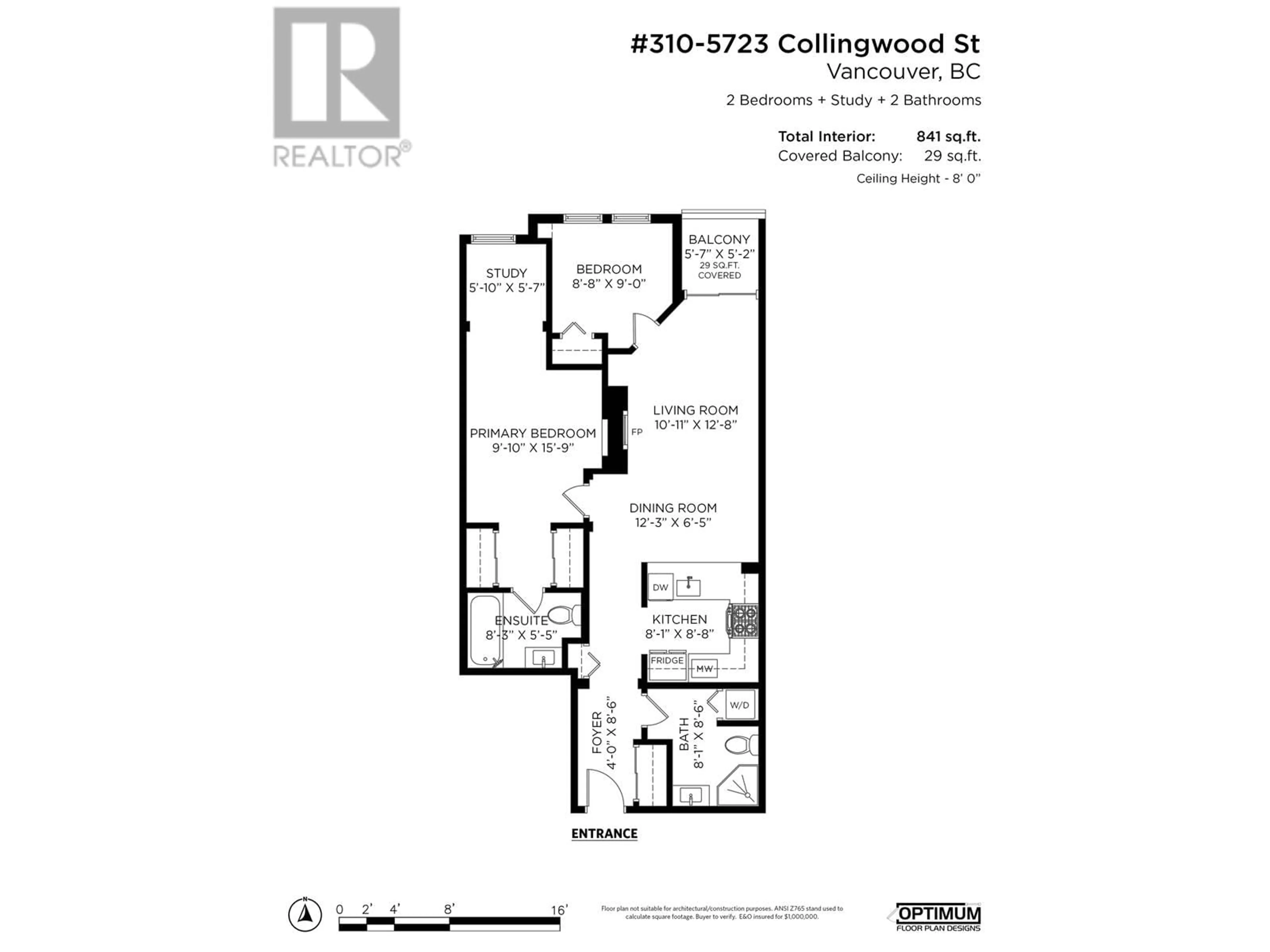 Floor plan for 310 5723 COLLINGWOOD STREET, Vancouver British Columbia V6N4K6