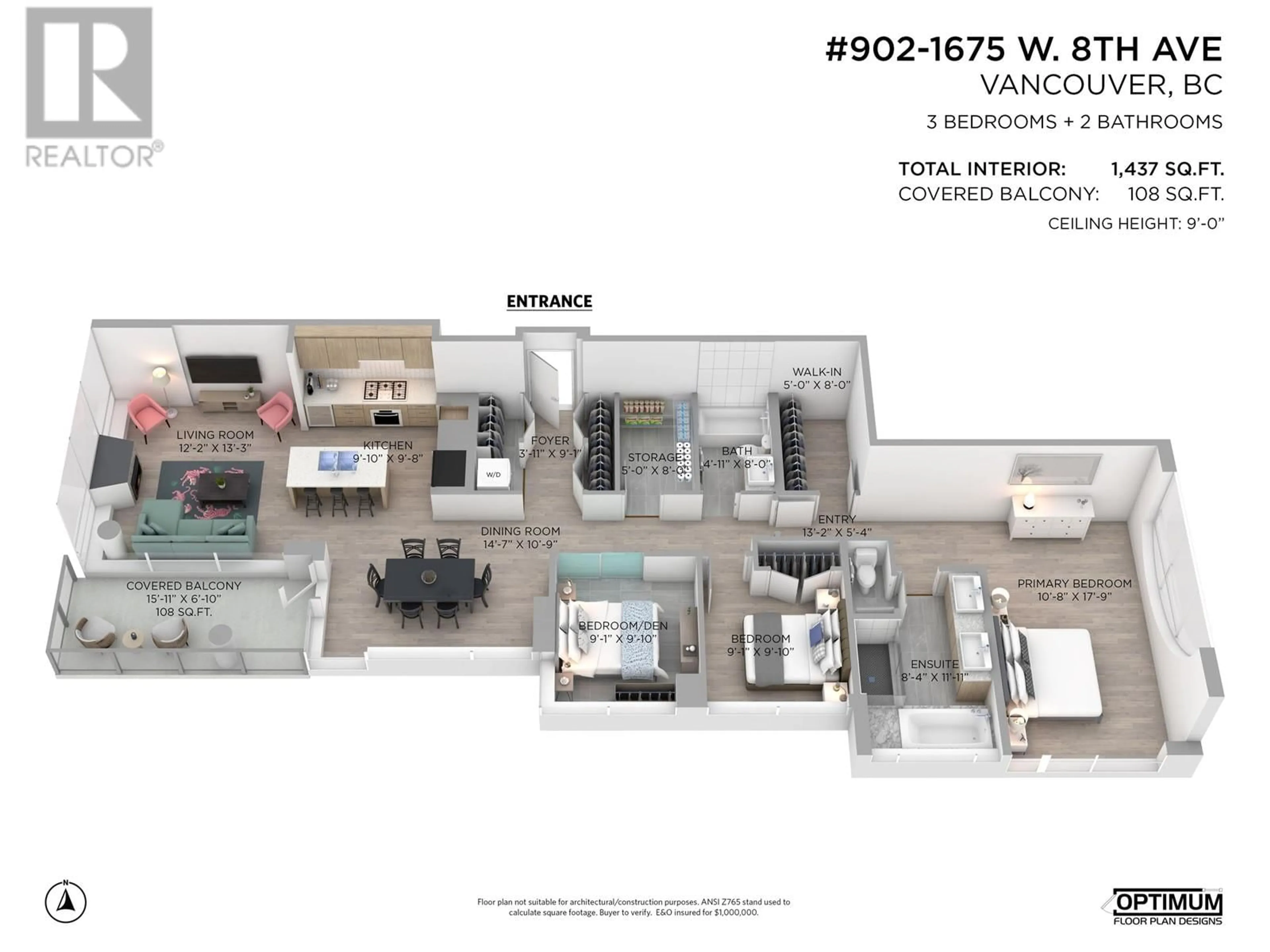 Floor plan for 902 1675 W 8TH AVENUE, Vancouver British Columbia V6J0A8