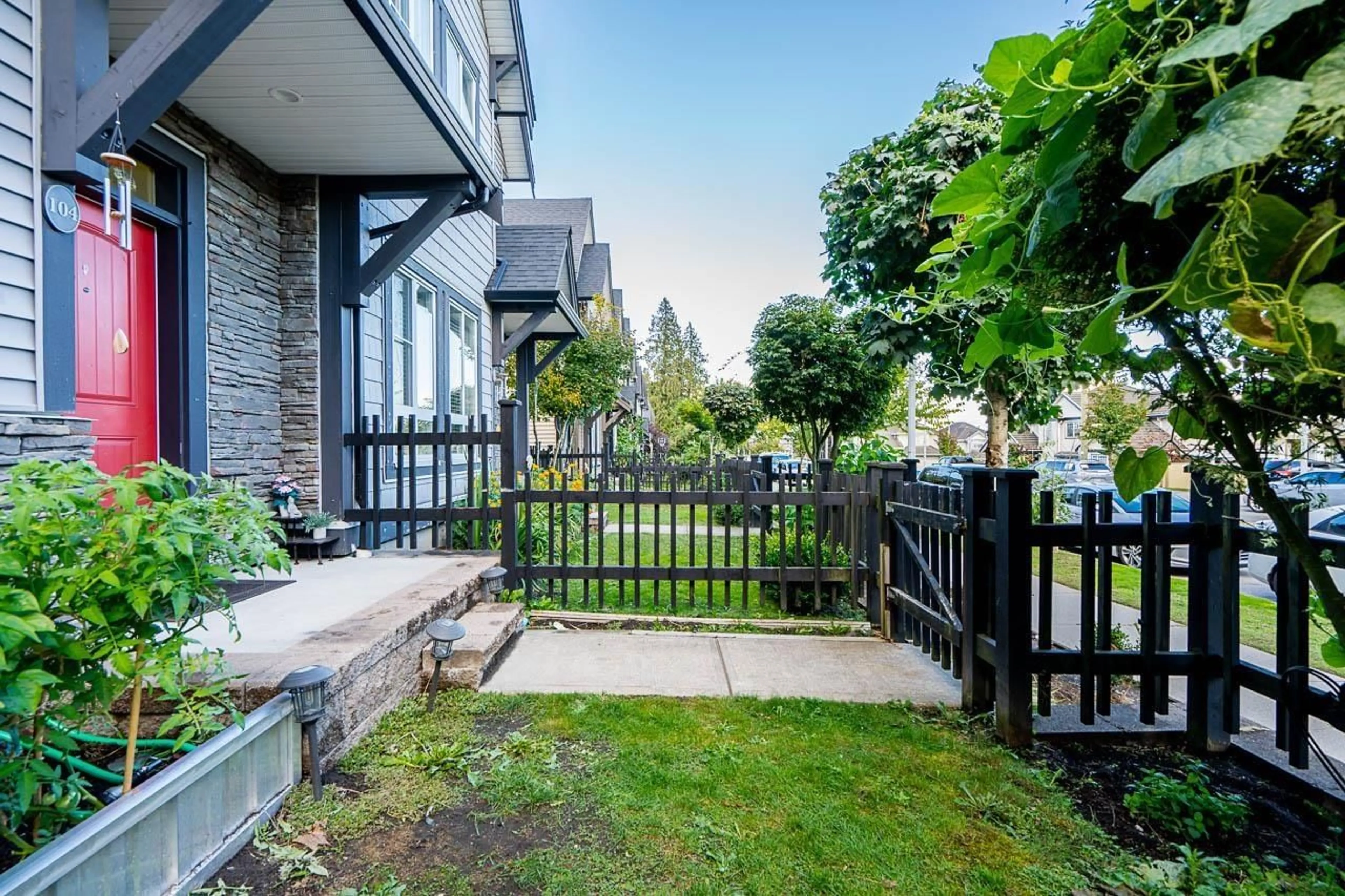 Patio, the fenced backyard for 104 14555 68 AVENUE, Surrey British Columbia V3S2A8