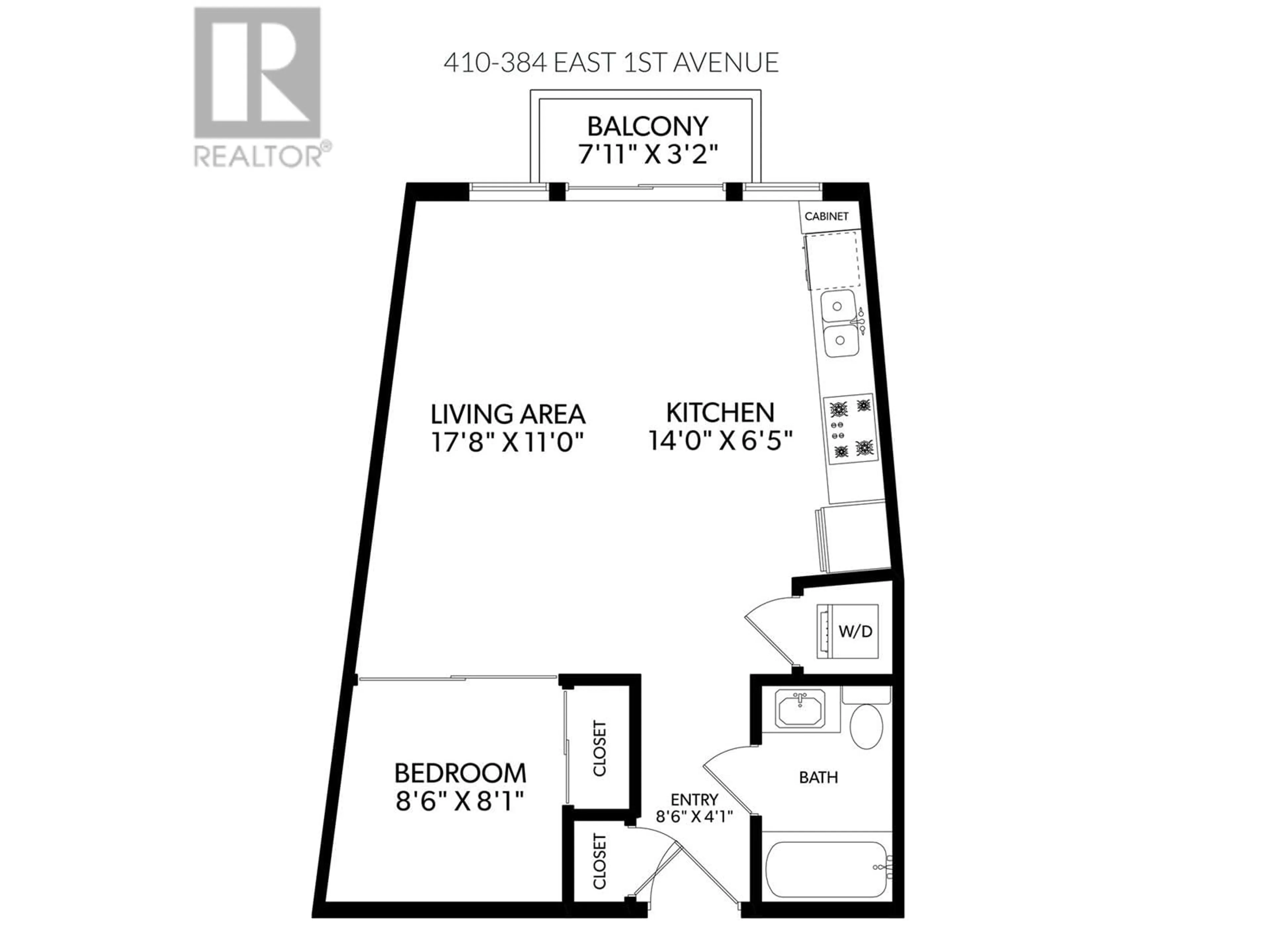 Floor plan for 410 384 E 1ST AVENUE, Vancouver British Columbia V5T0G5